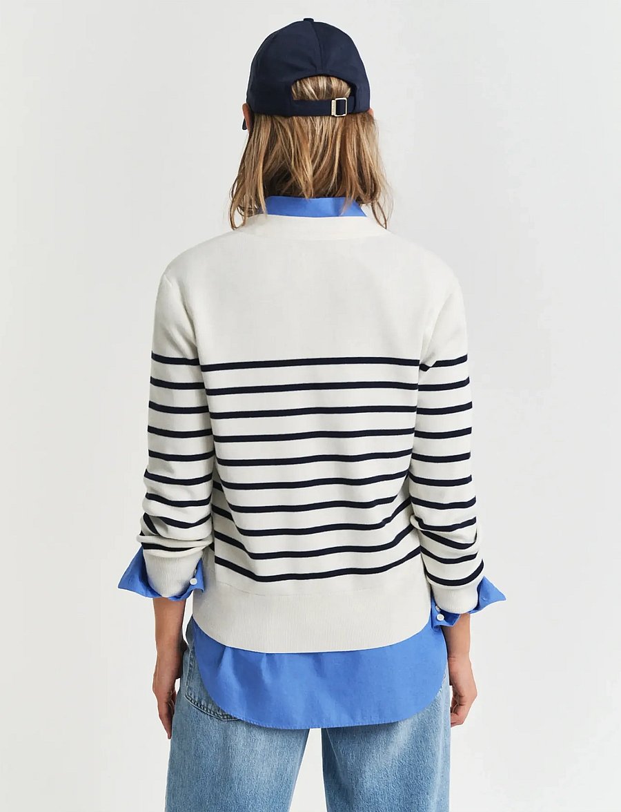 Gant - STRIPED COTTON CARDIGAN - cardigans - eggshell - 3