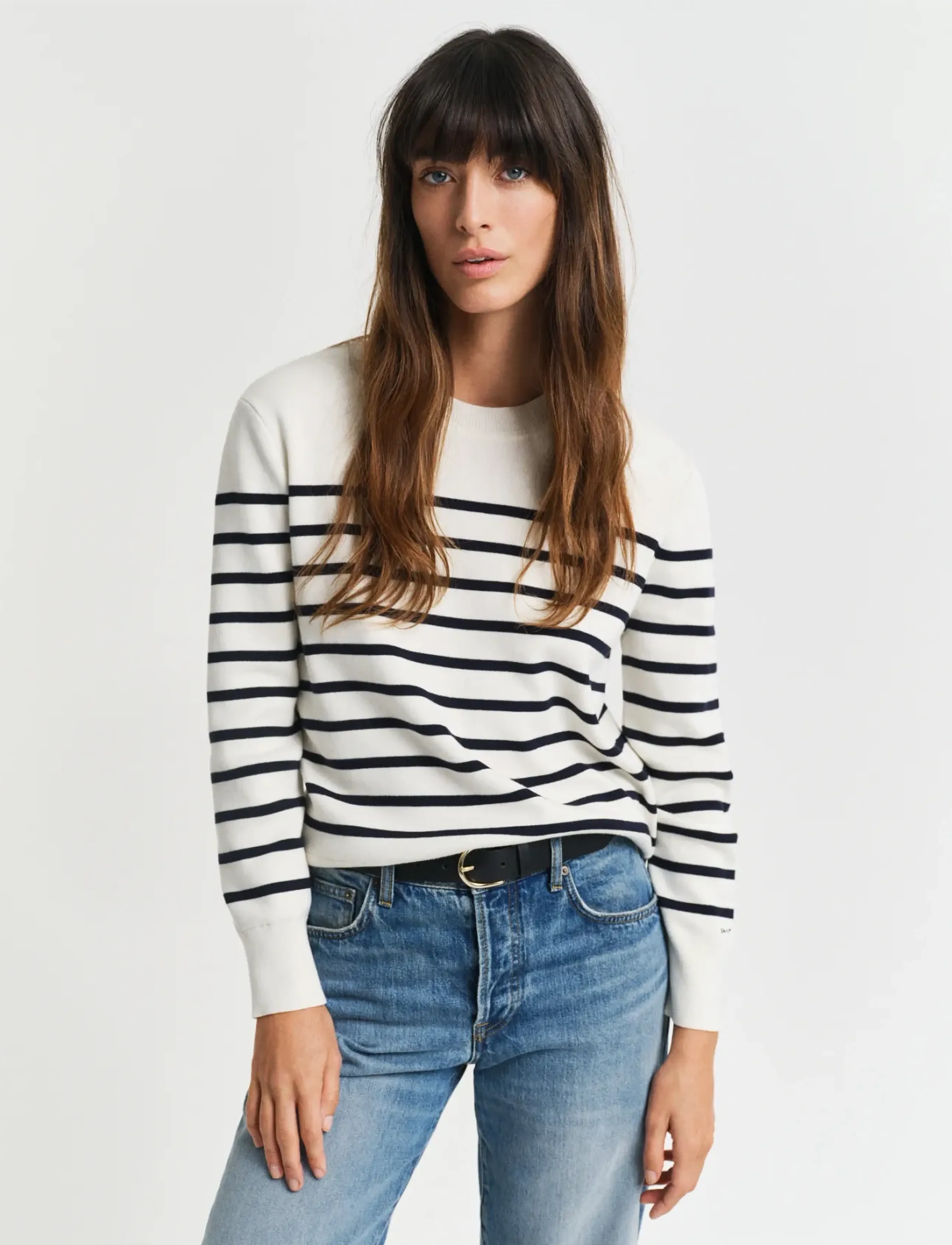 Gant - STRIPED COTTON C-NECK - eggshell - 0