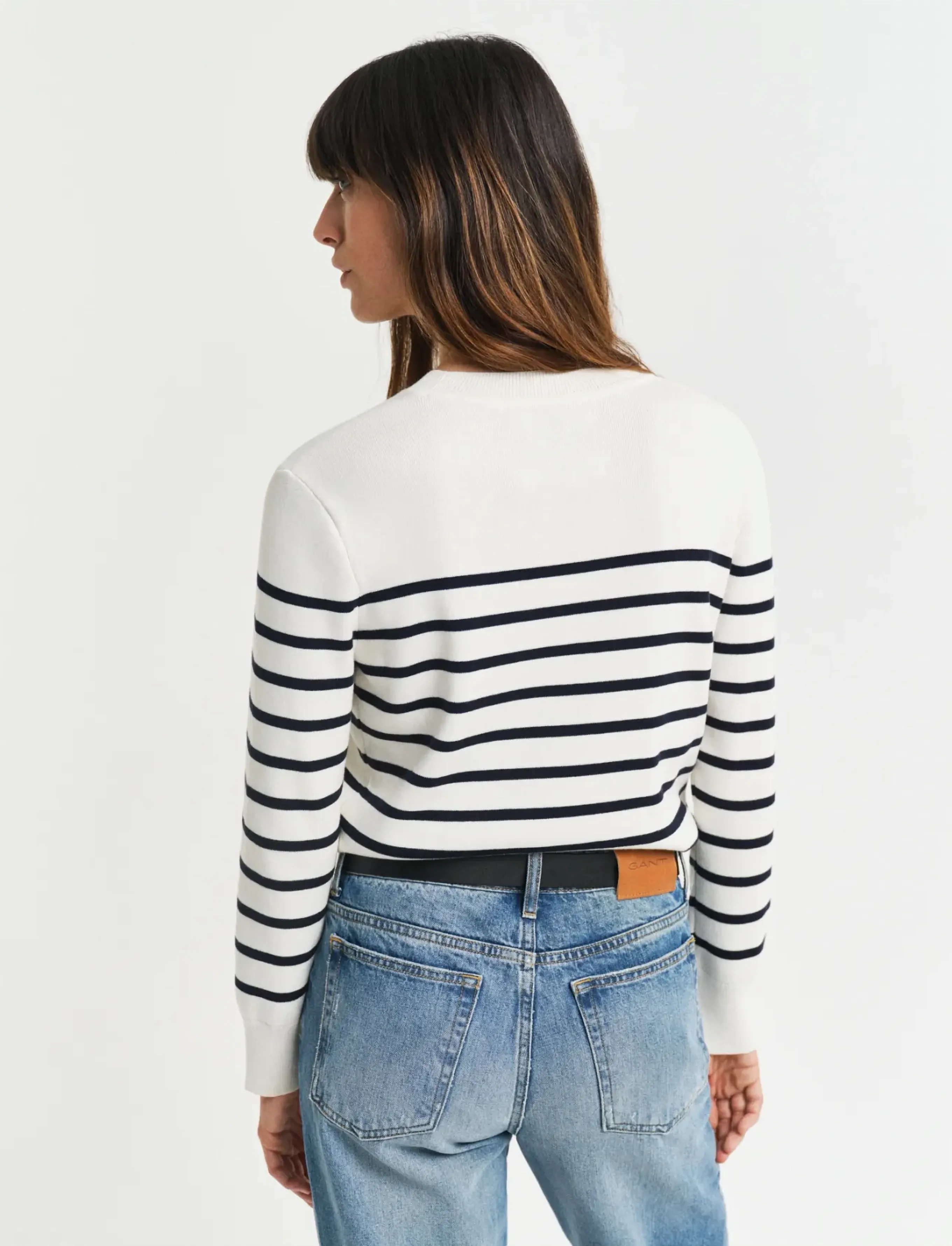 Gant - STRIPED COTTON C-NECK - eggshell - 2