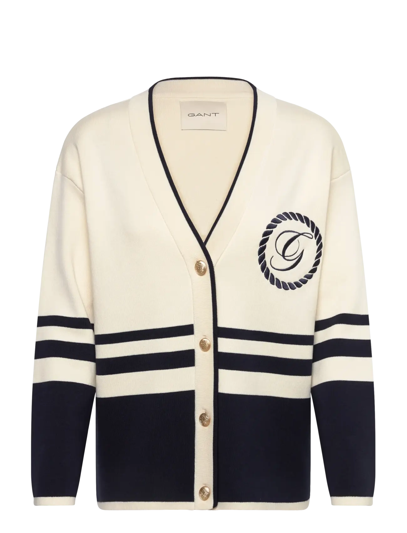 Gant GANT VARSITY V-NECK CARDIGAN - Kläder - CREAM / cream