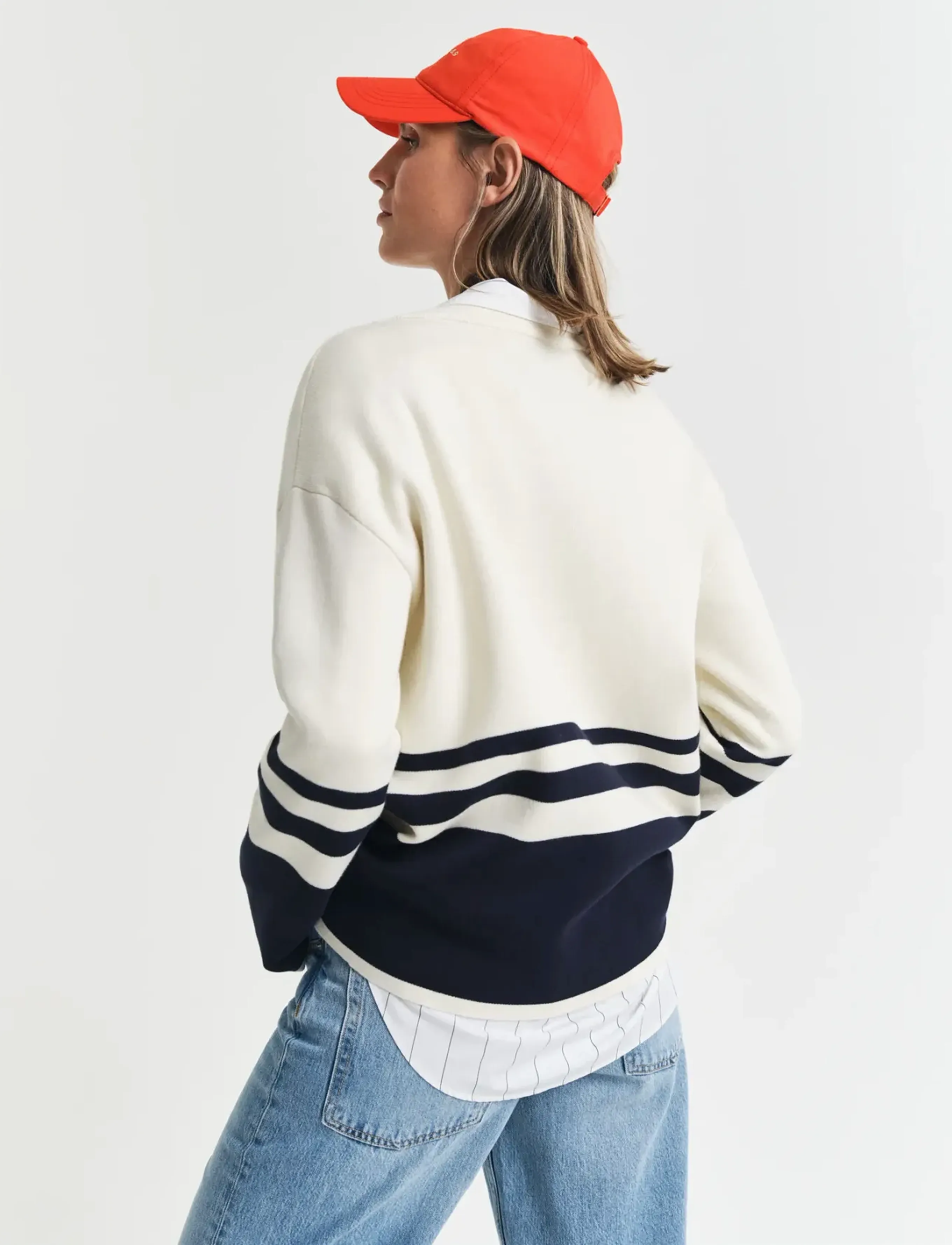 Gant - GANT VARSITY V-NECK CARDIGAN - cream - 3