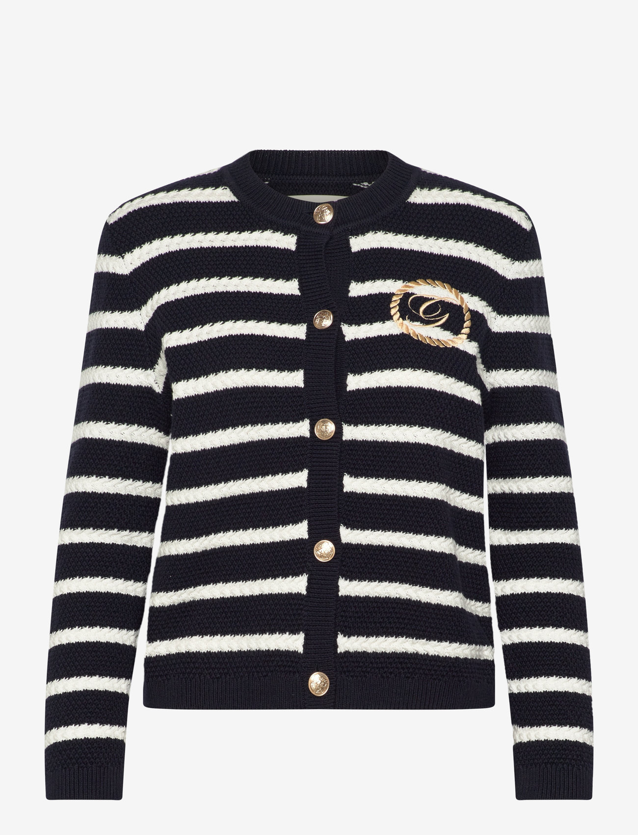 Gant - STRIPED COTTON KNIT JACKET - swetry rozpinane - evening blue - 1
