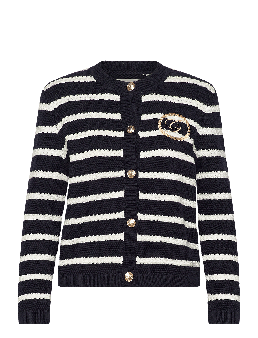 Gant - STRIPED COTTON KNIT JACKET - strickjacken - evening blue - 1