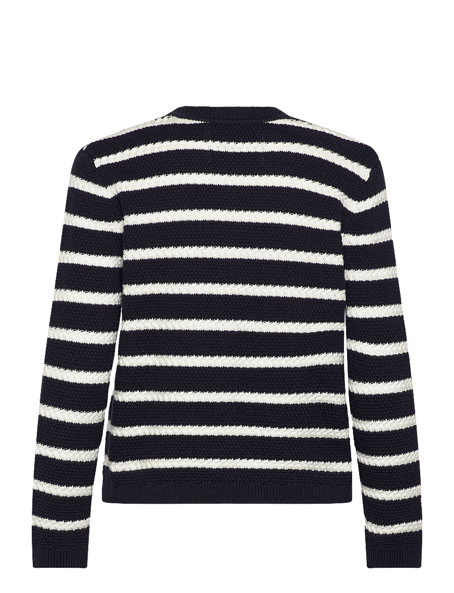 Gant - STRIPED COTTON KNIT JACKET - strickjacken - evening blue - 2