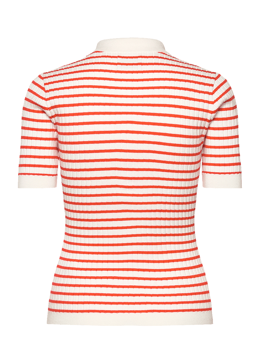 Gant - RIB KNIT STRIPED SS RUGGER - poloshirts - orange red - 2