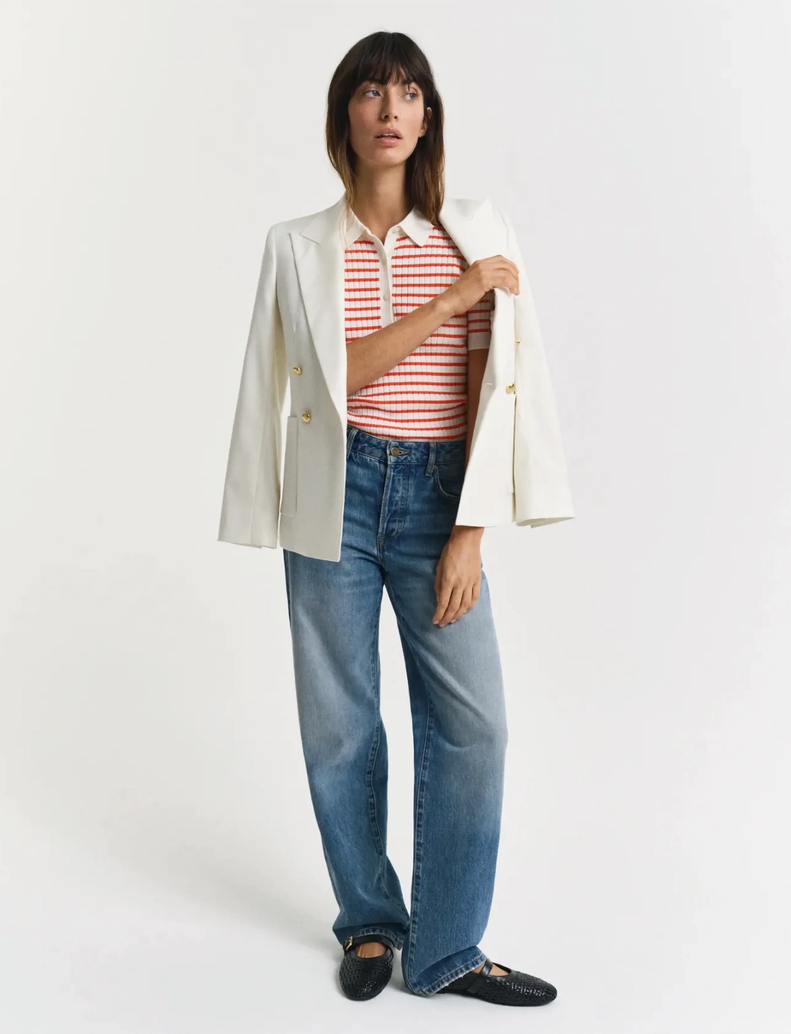 Gant - RIB KNIT STRIPED SS RUGGER - poloer - orange red - 5