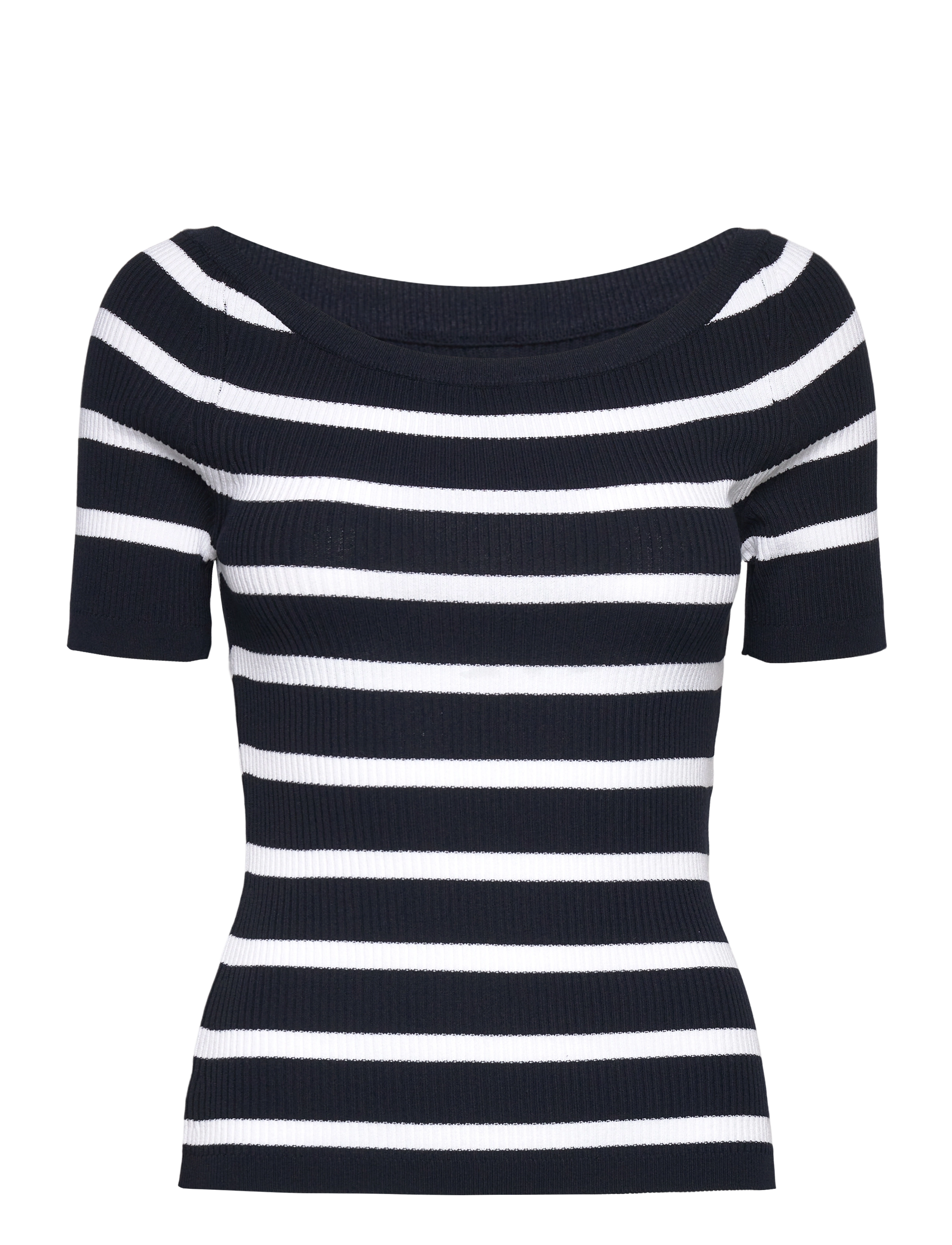 Gant STRIPED RIB KNIT OFF SHOULDER SS - Kläder - EVENING BLUE / navy