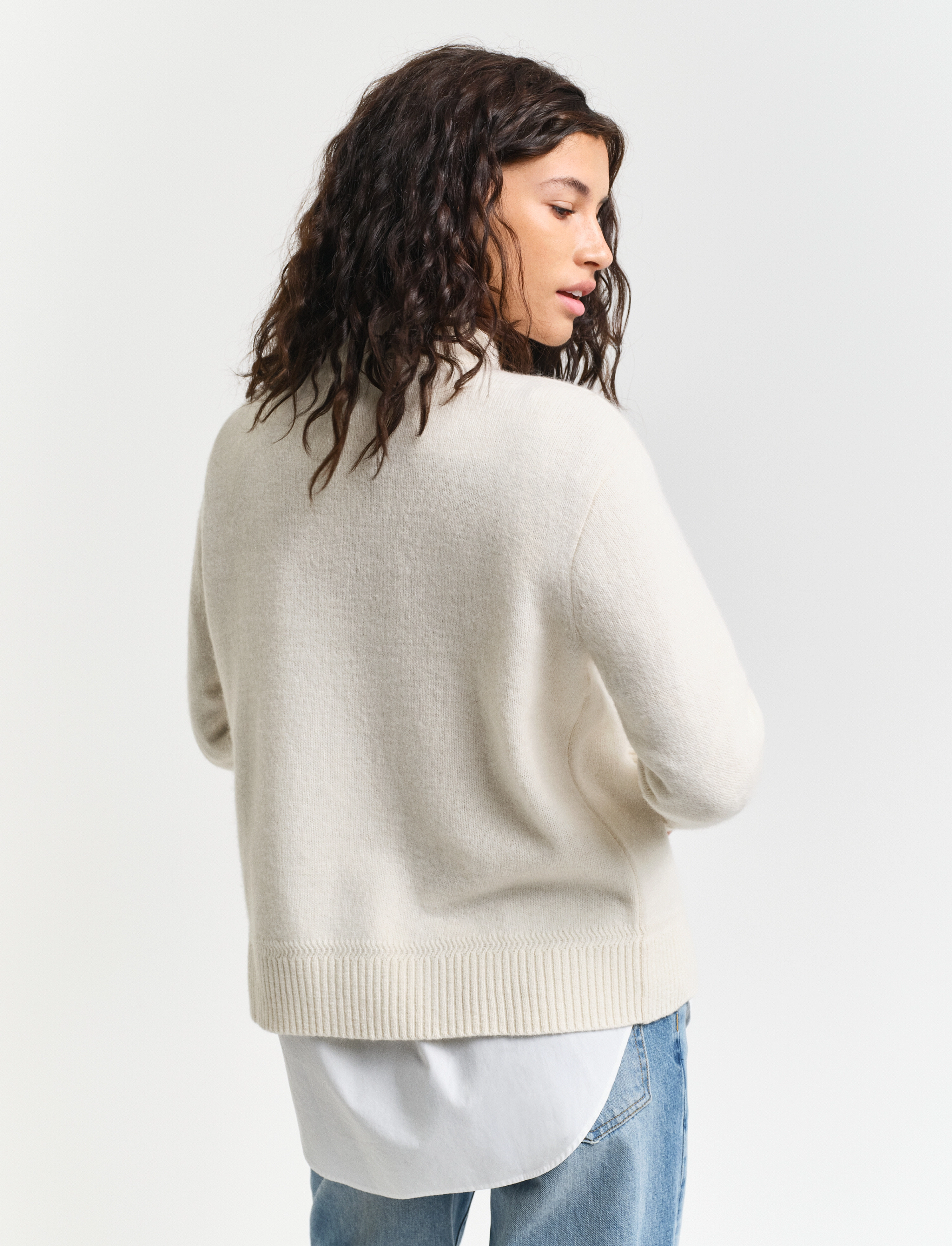 GANT - WOOL BLEND STAND COLLAR - cream - 3
