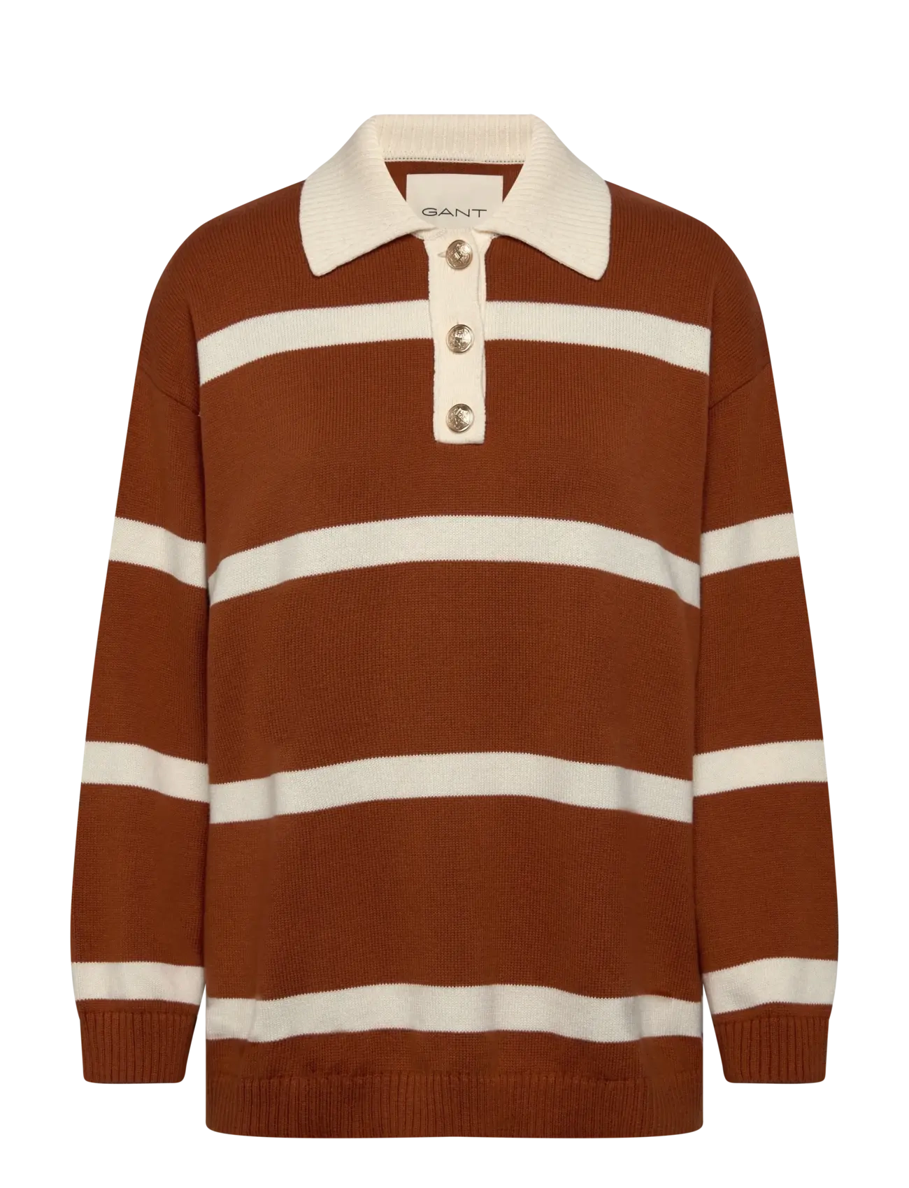 GANT STRIPED KNIT RUGGER - Kollektsioonid - RUSTY BROWN / red