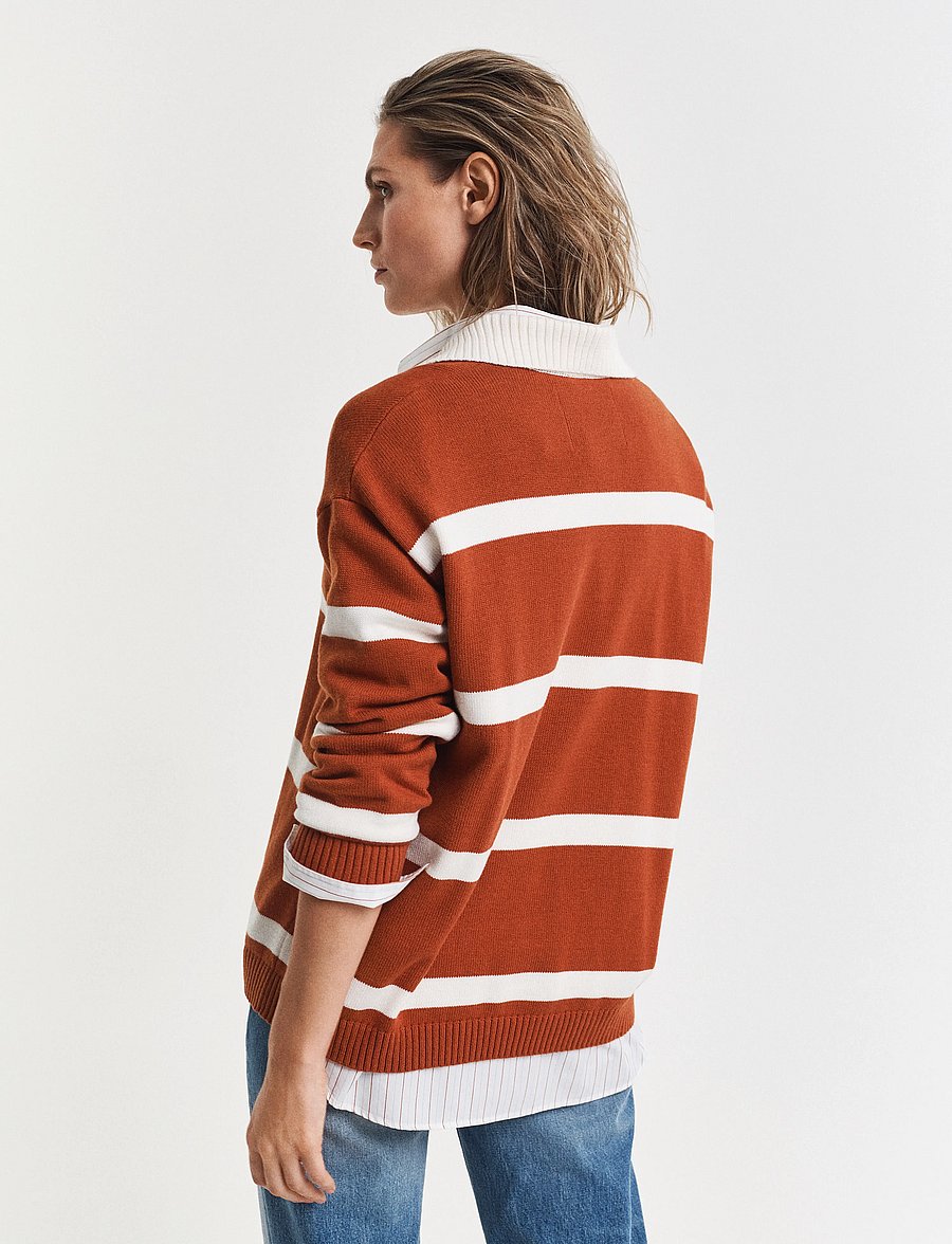 Gant - STRIPED KNIT RUGGER - pulls - rusty brown - 3