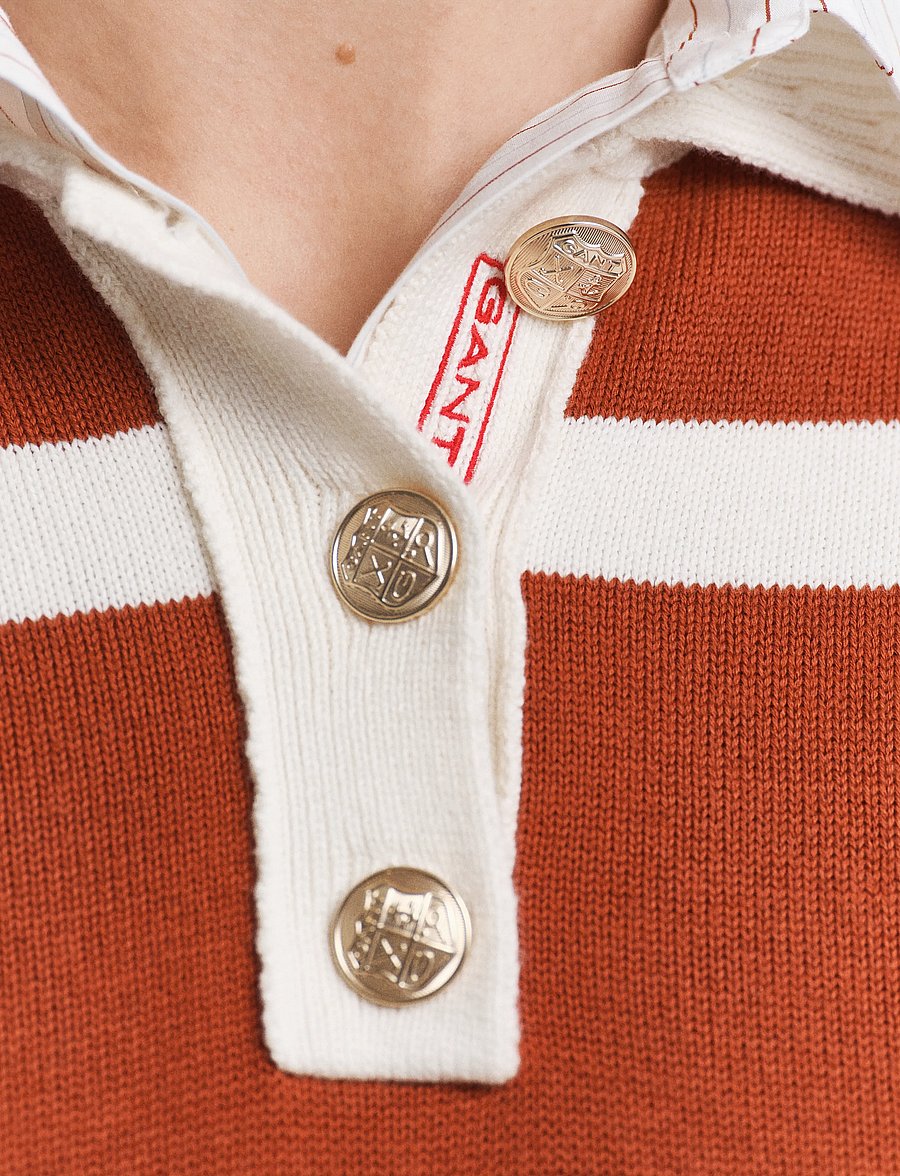 Gant - STRIPED KNIT RUGGER - pulls - rusty brown - 4