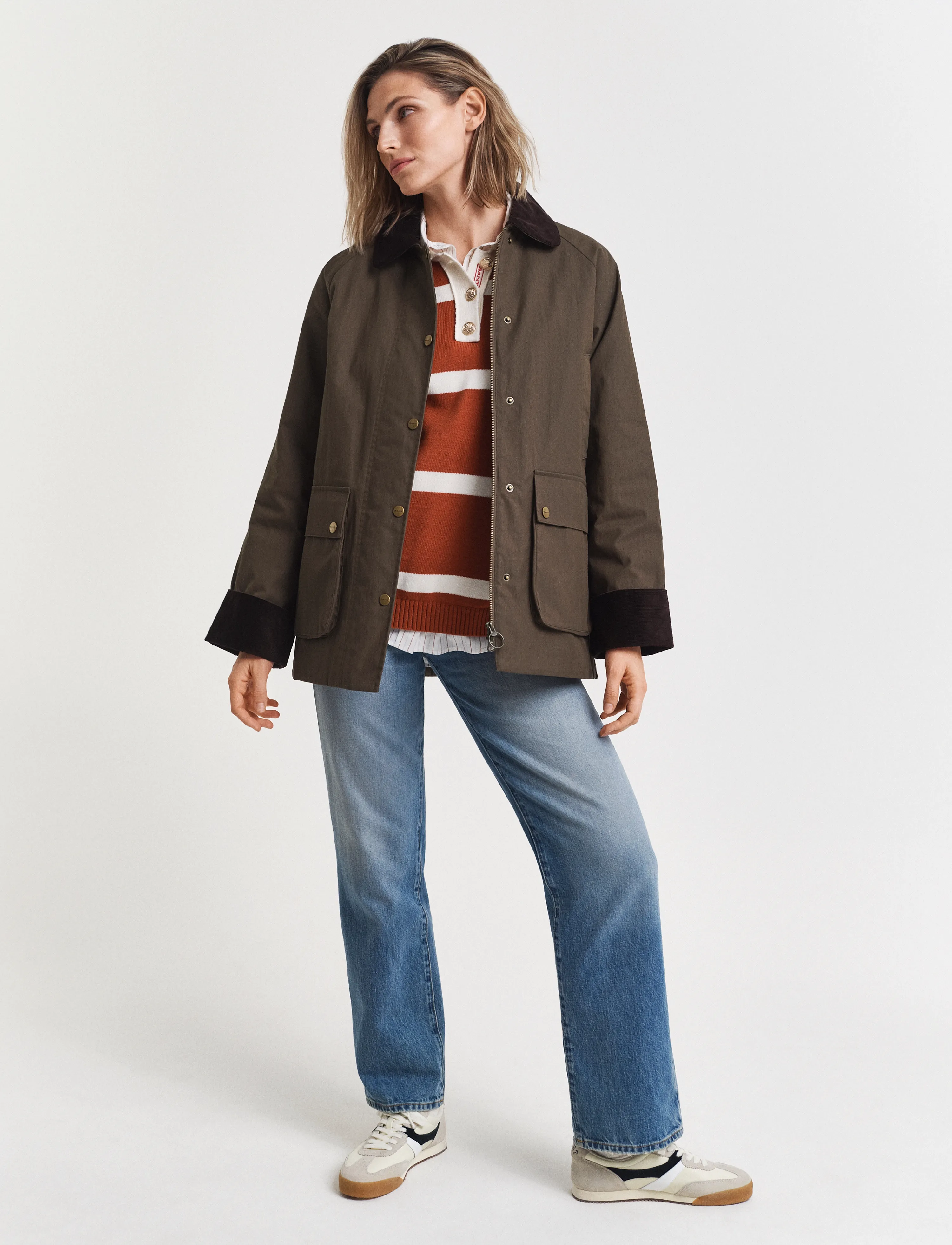 Gant - STRIPED KNIT RUGGER - swetry - rusty brown - 5