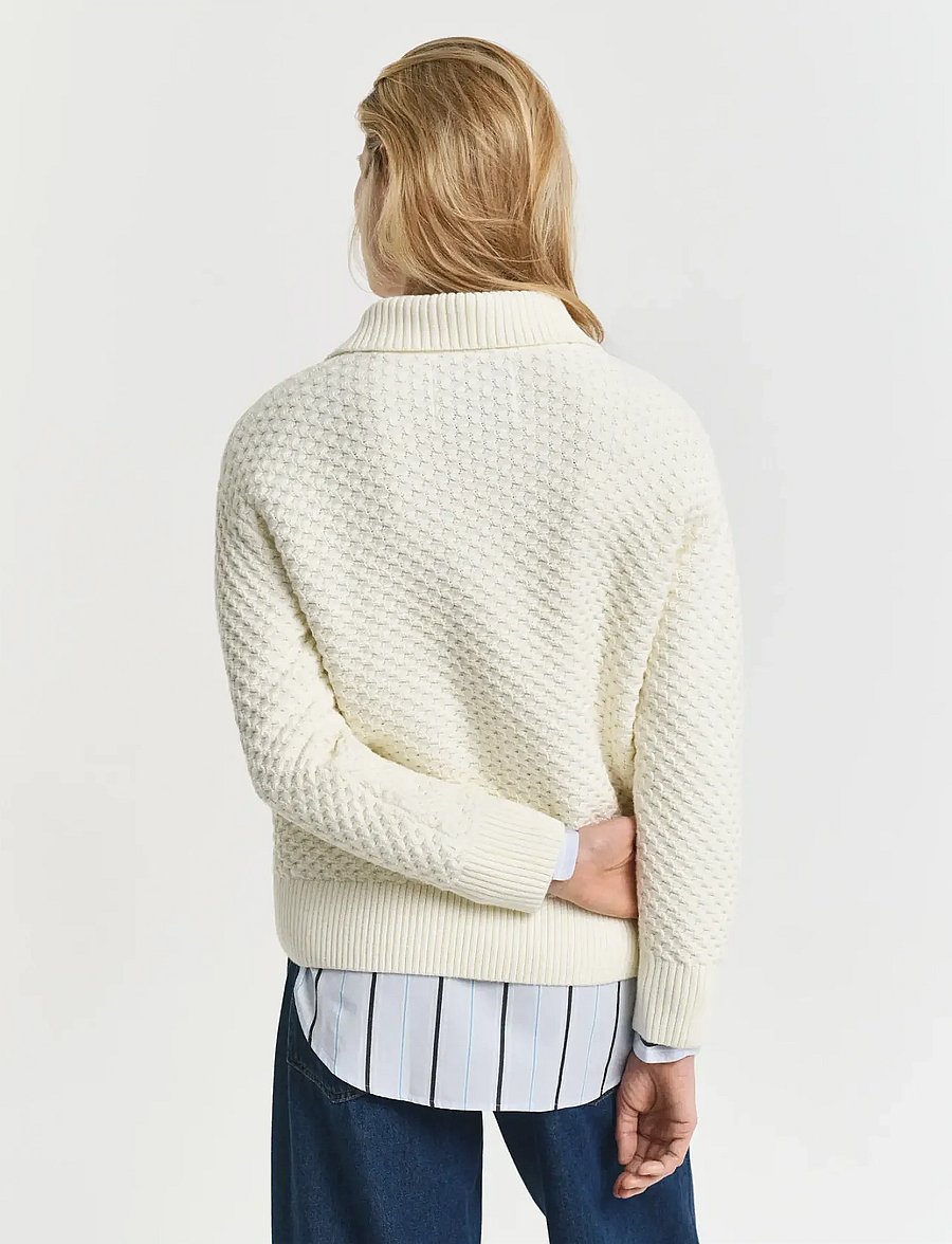 Gant - COTTON TEXTURE HALF ZIP - pullover - cream - 2
