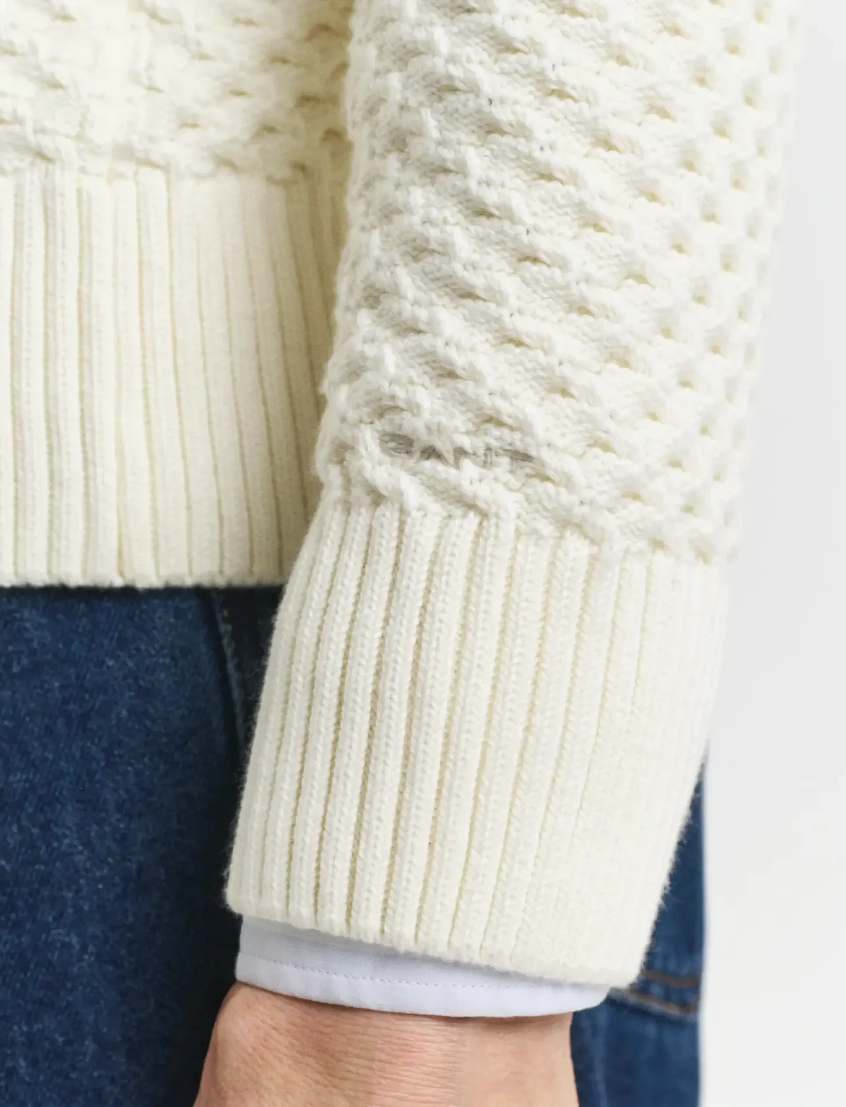 Gant - COTTON TEXTURE HALF ZIP - pullover - cream - 5