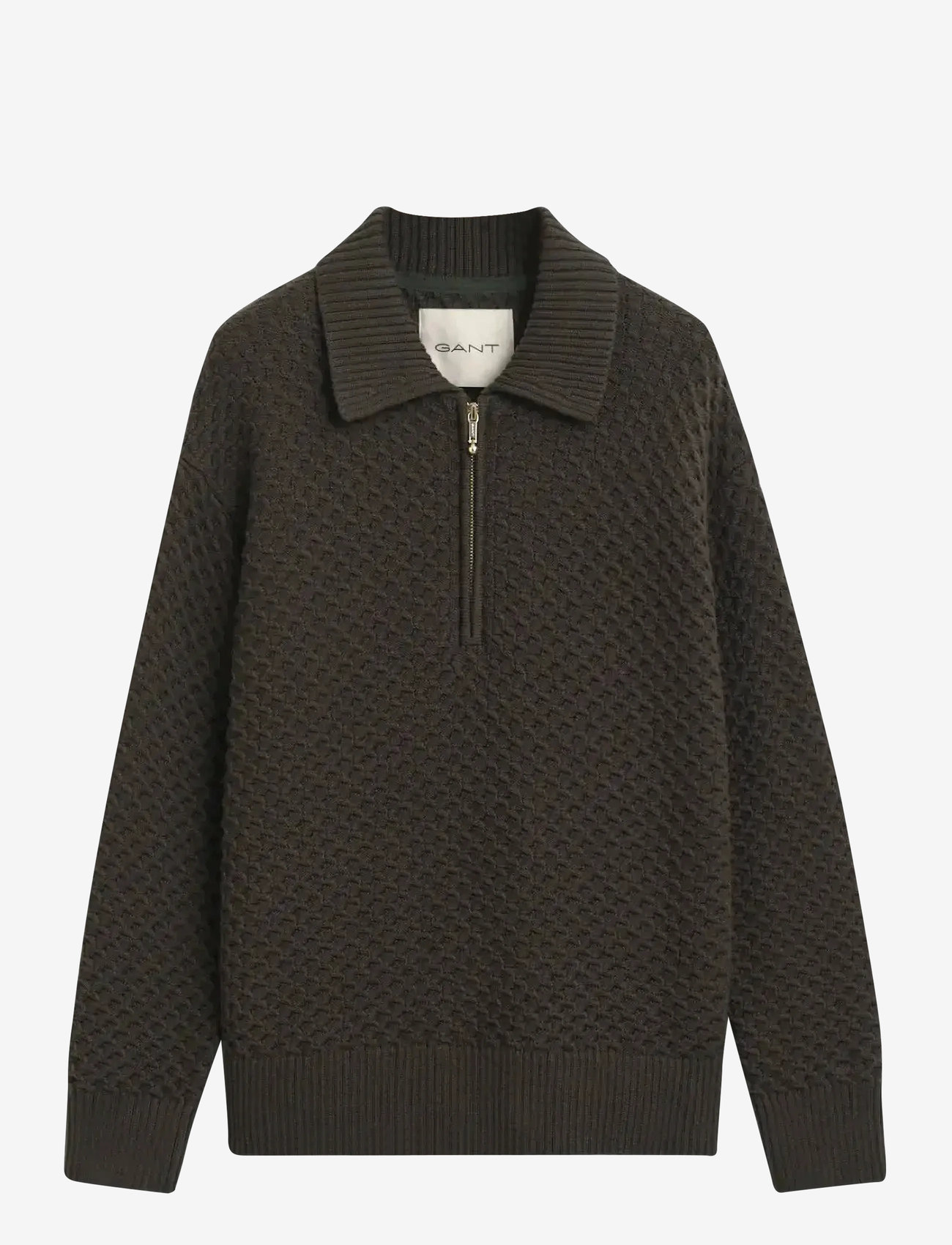 GANT - COTTON TEXTURE HALF ZIP - jumpers - dark moss green - 1