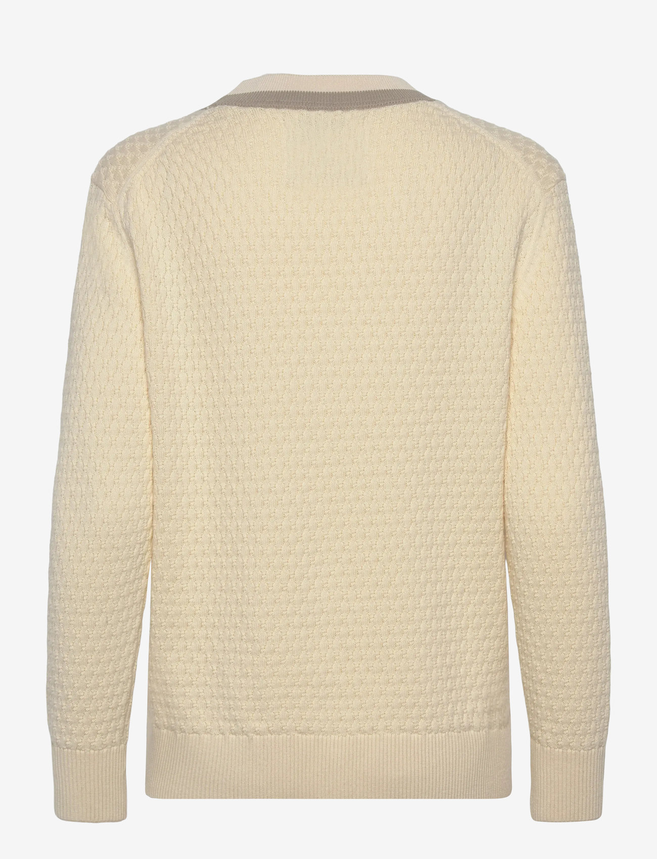GANT - COTTON CONTRAST TEXTURED CARDIGAN - koftor - cream - 1