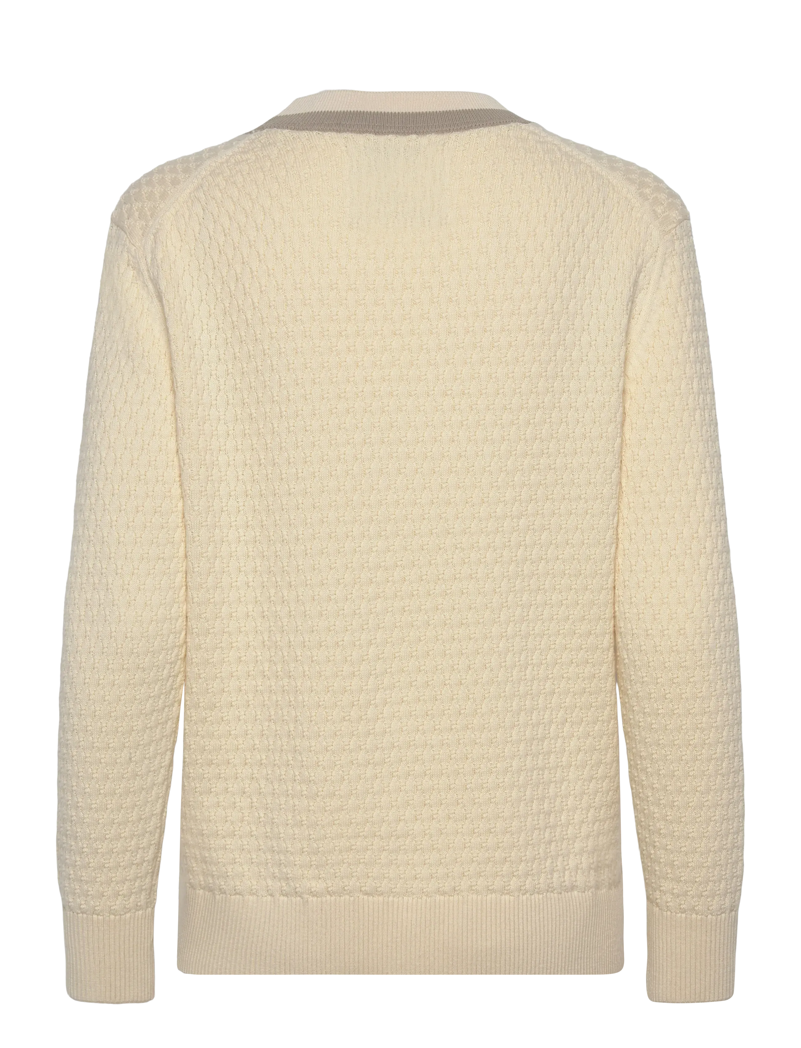 Gant - COTTON CONTRAST TEXTURED CARDIGAN - cardigans - cream - 1