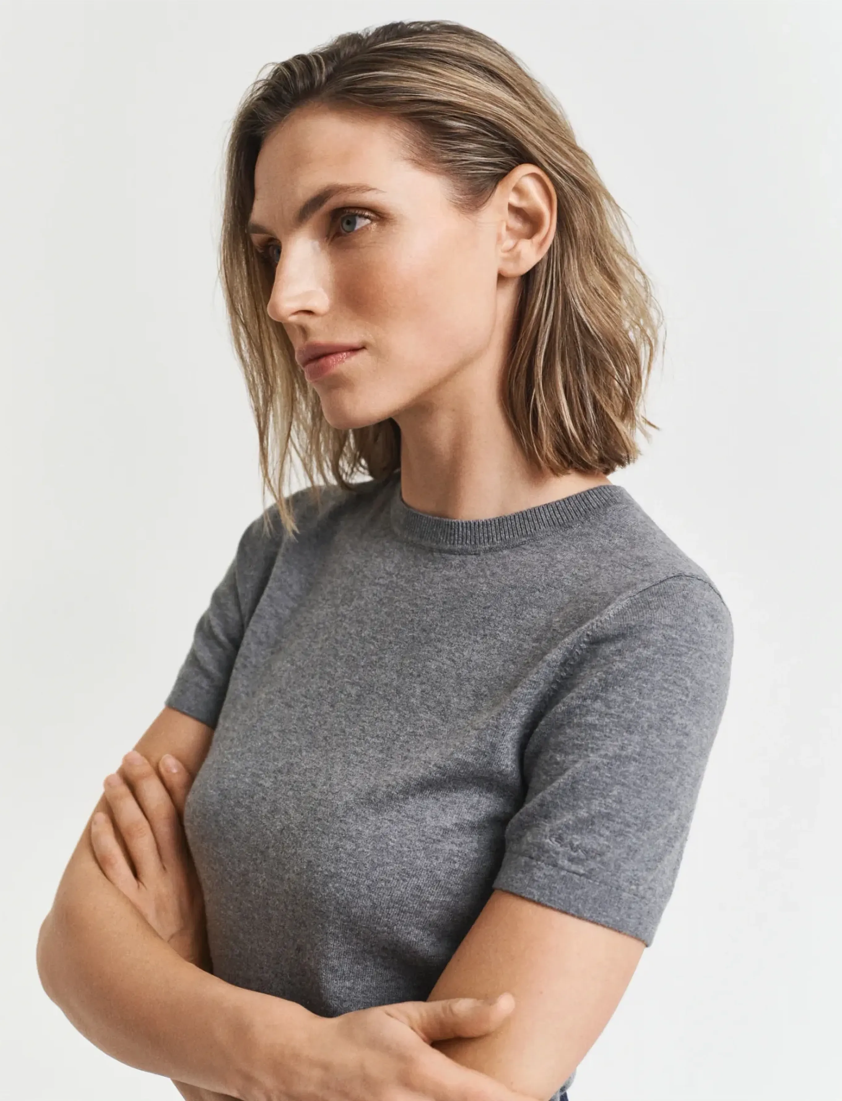 Gant - LIGHT KNIT SS C-NECK - charcoal melange - 3