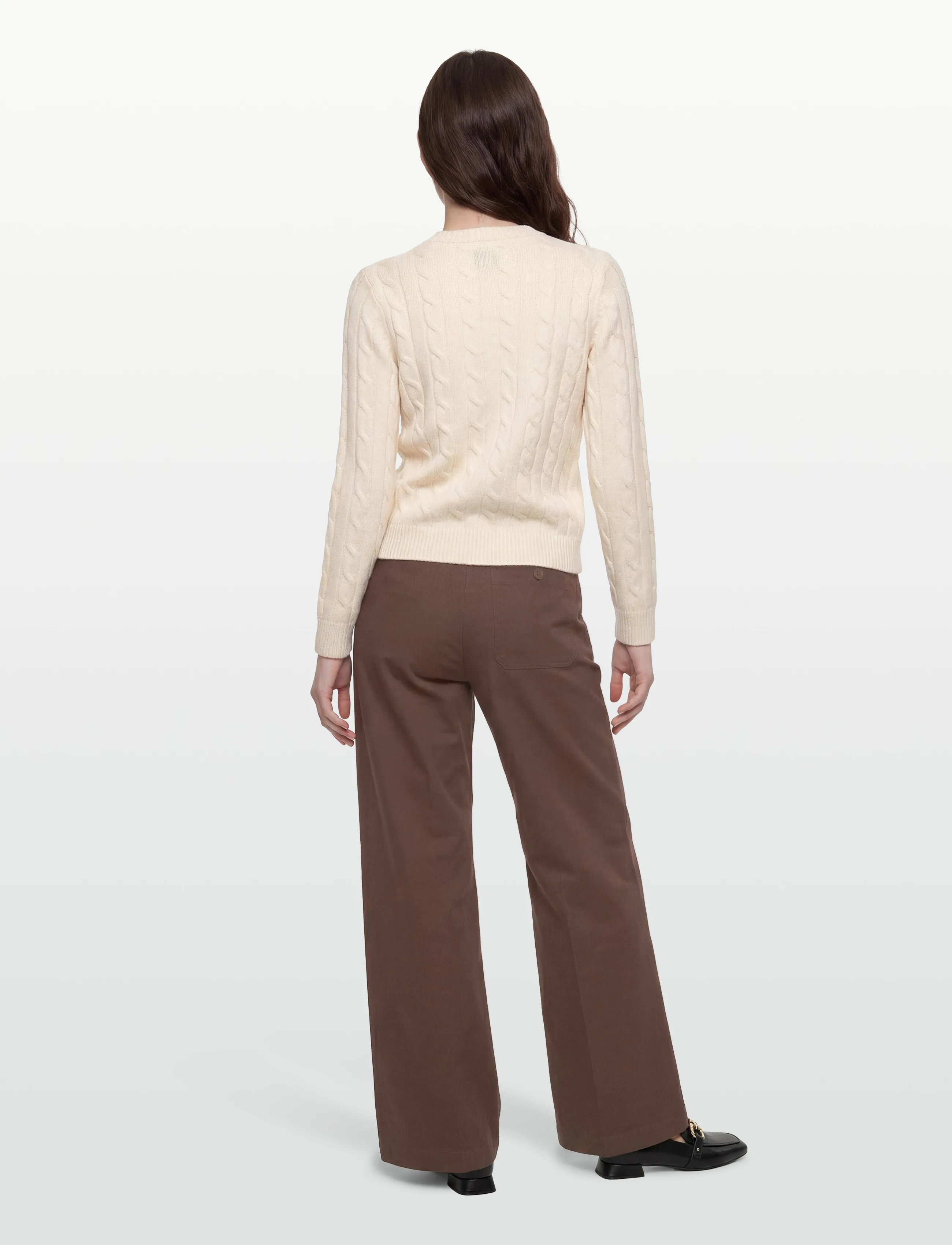 GANT - LAMBSWOOL CABLE KNIT CARDIGAN - cream - 4