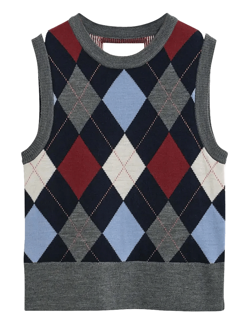 GANT - ARGYLE C-NECK VEST - gestrickte westen - charcoal melange - 1