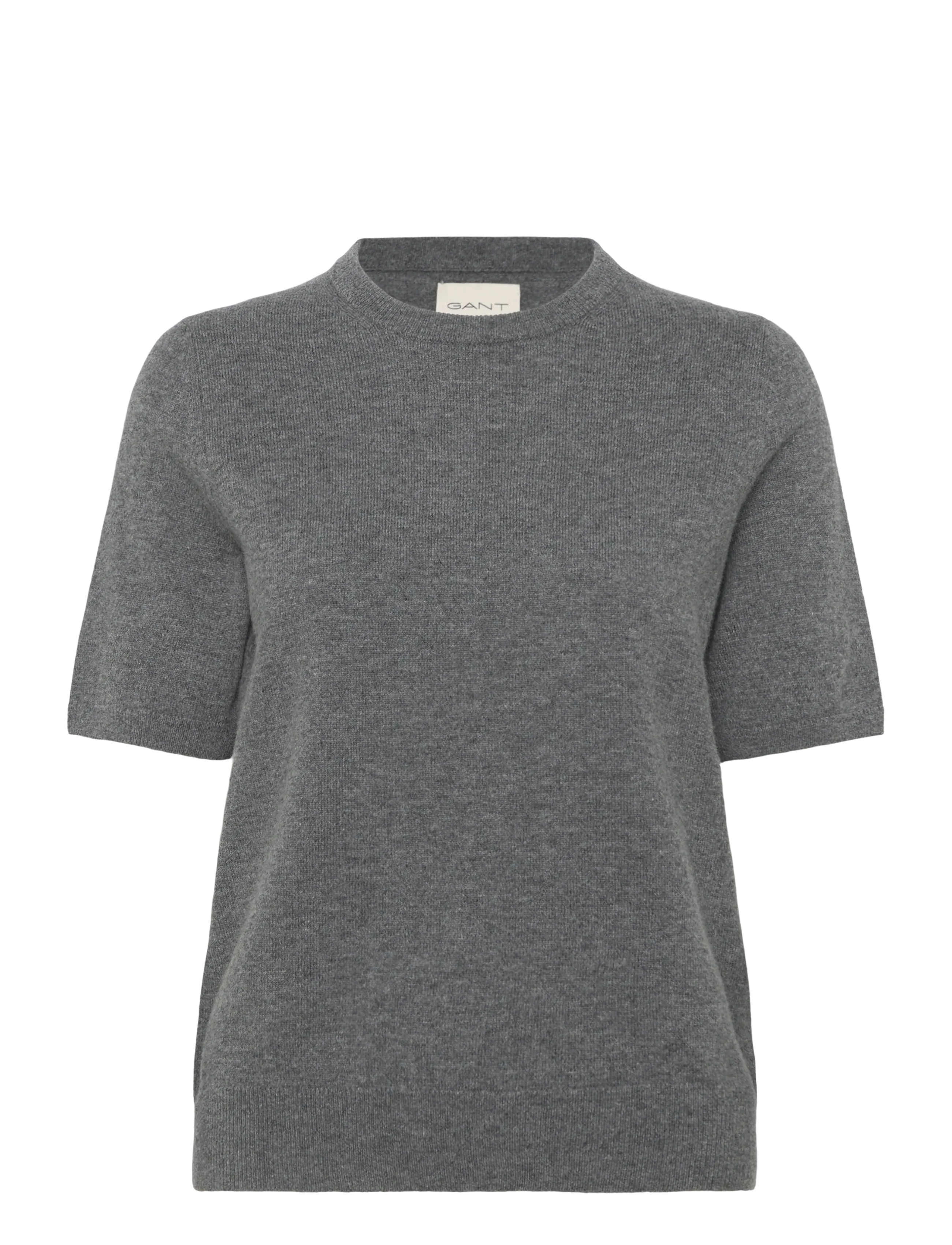 SUPERFINE LAMBSWOOL SS C-NECK - CHARCOAL MELANGE