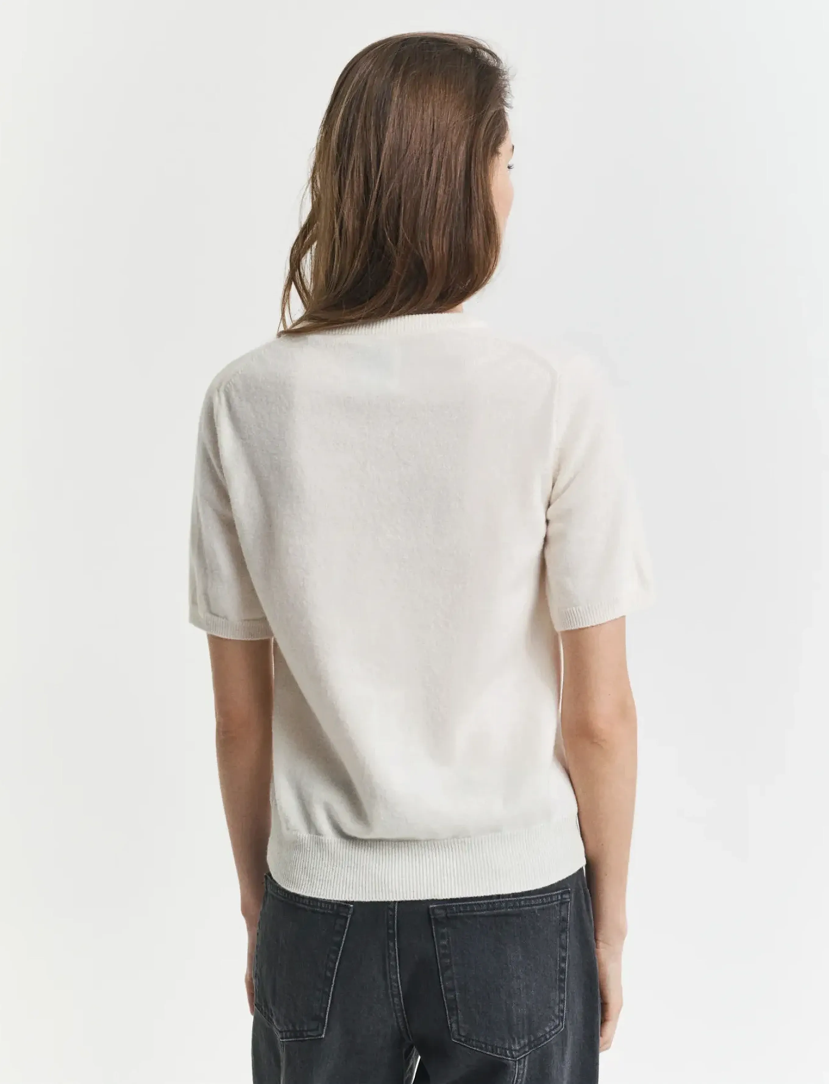 GANT SUPERFINE LAMBSWOOL SS C-NECK - T-särgid - CREAM / white