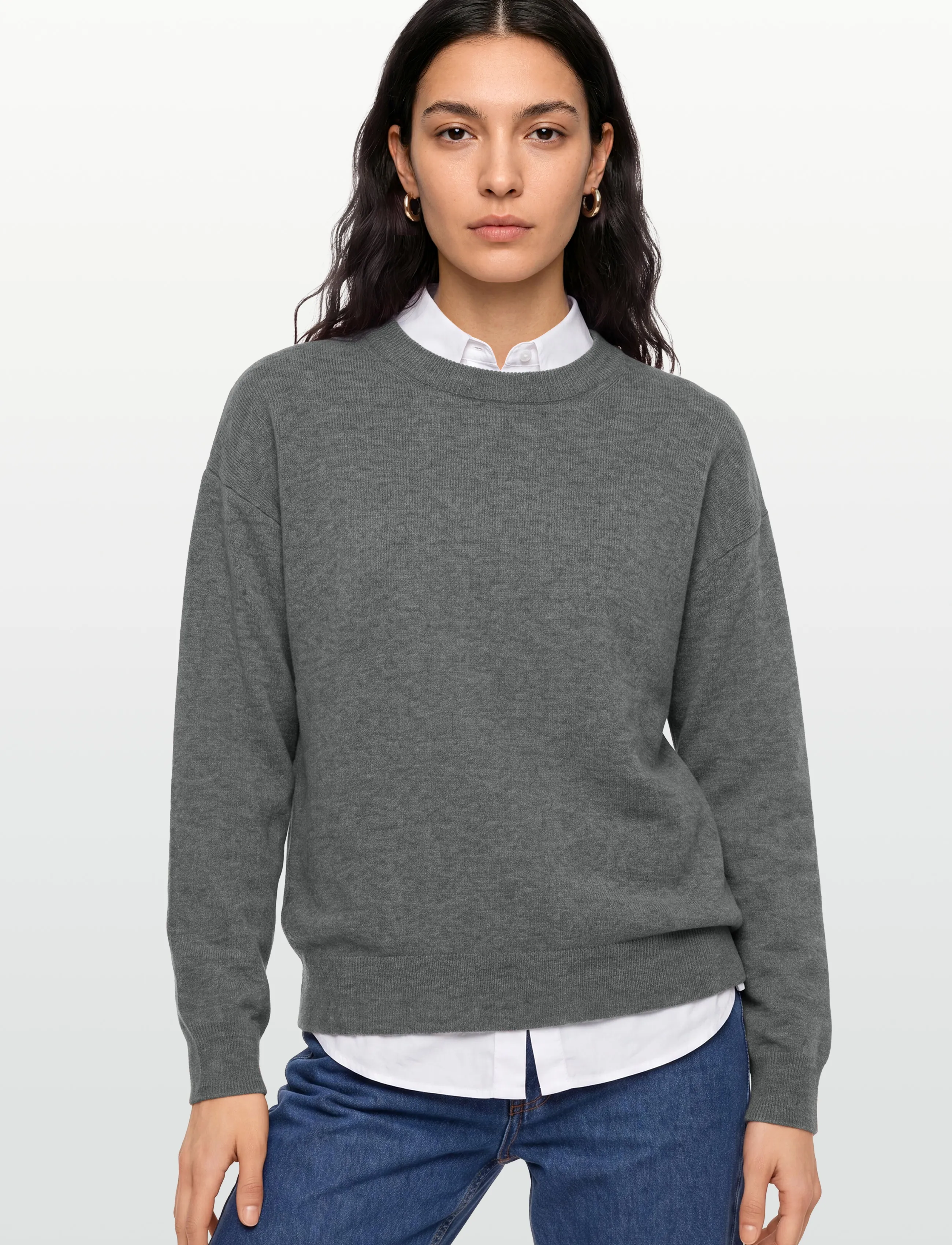 Gant - SUPERFINE LAMBSWOOL C-NECK - strikkegensere - charcoal melange - 3