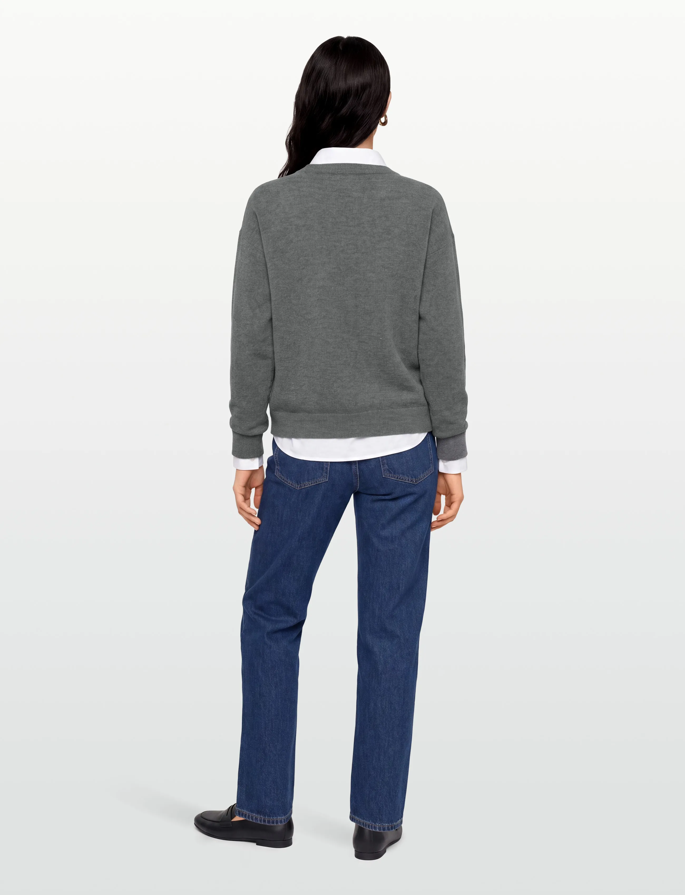 Gant - SUPERFINE LAMBSWOOL C-NECK - strikkegensere - charcoal melange - 4
