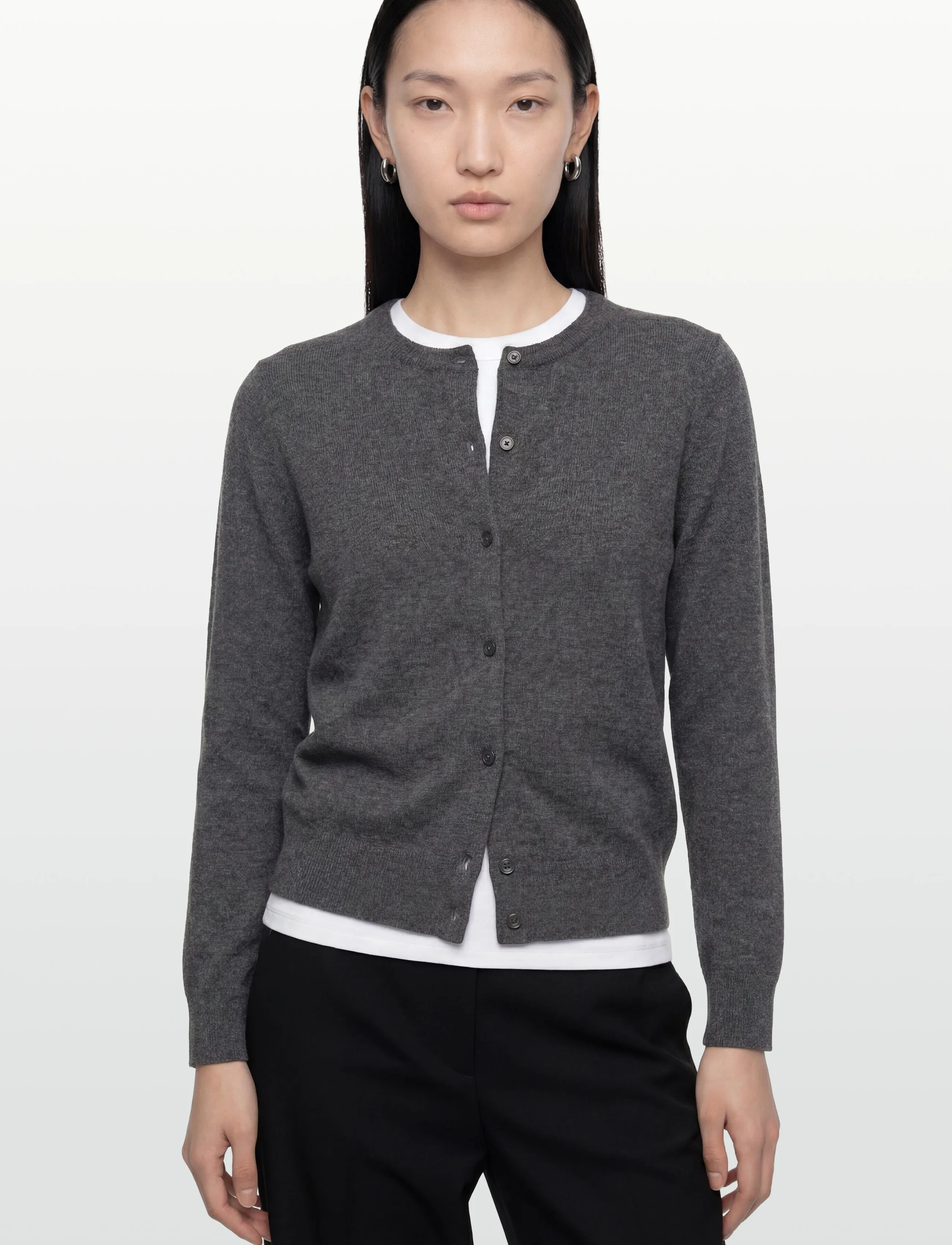Gant - SUPERFINE LAMBSWOOL CARDIGAN - charcoal melange - 3