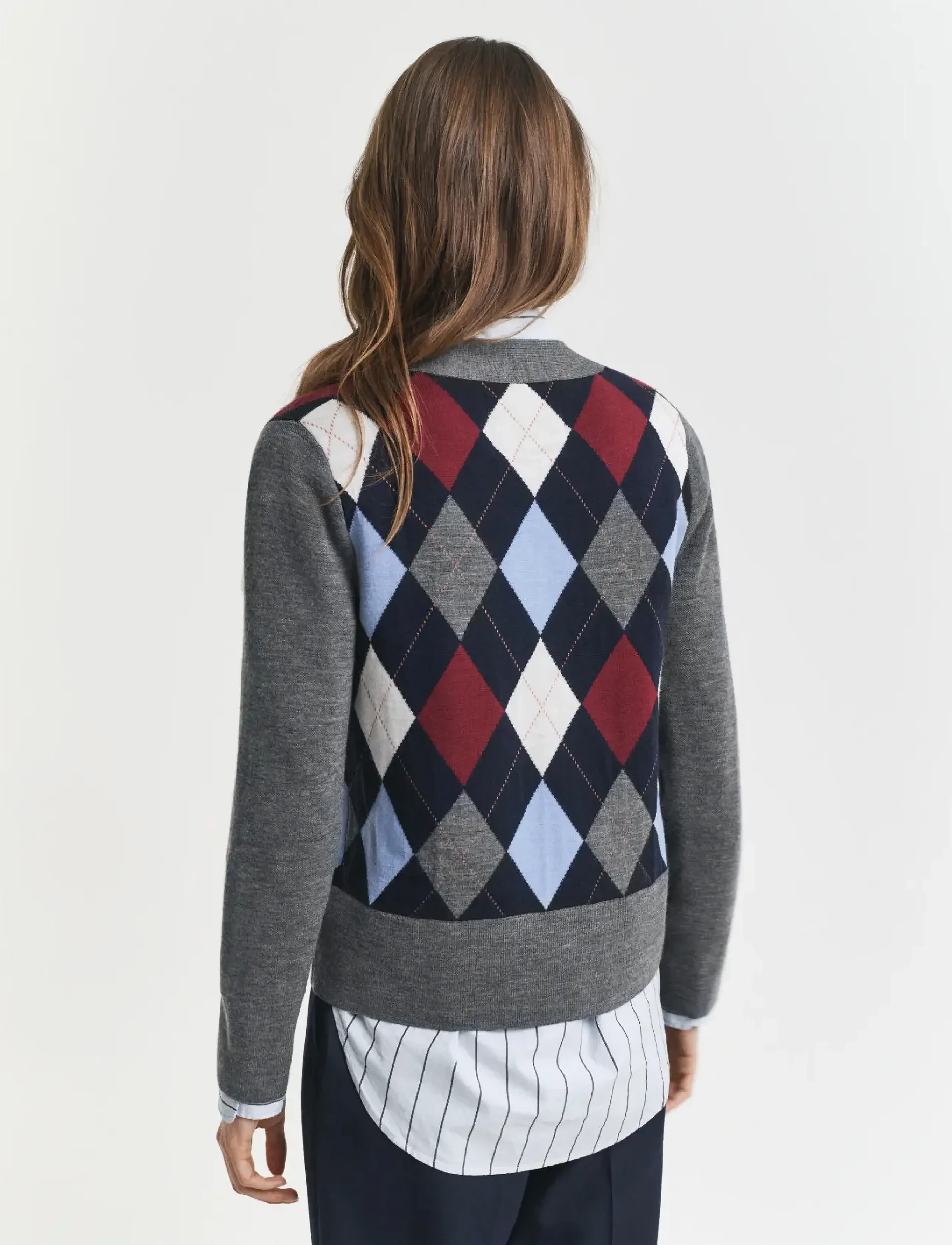 Gant - ARGYLE V-NECK CARDIGAN - charcoal melange - 2