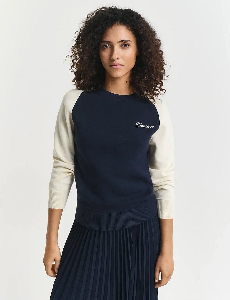 Gant - COLOR BLOCKED COTTON C-NECK - mode trends - evening blue - 5