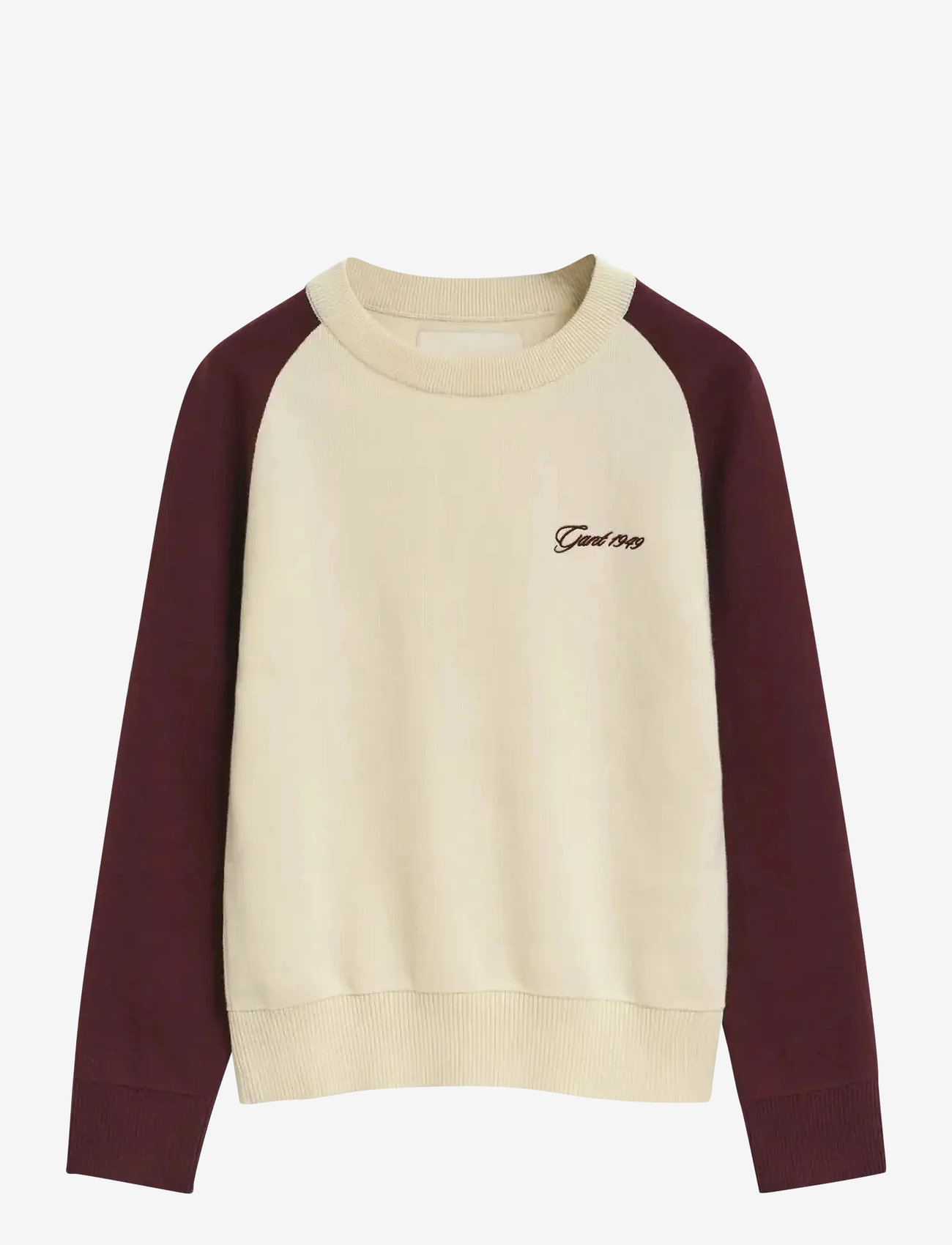 GANT - COLOR BLOCKED COTTON C-NECK - modetrender - plum wine - 1