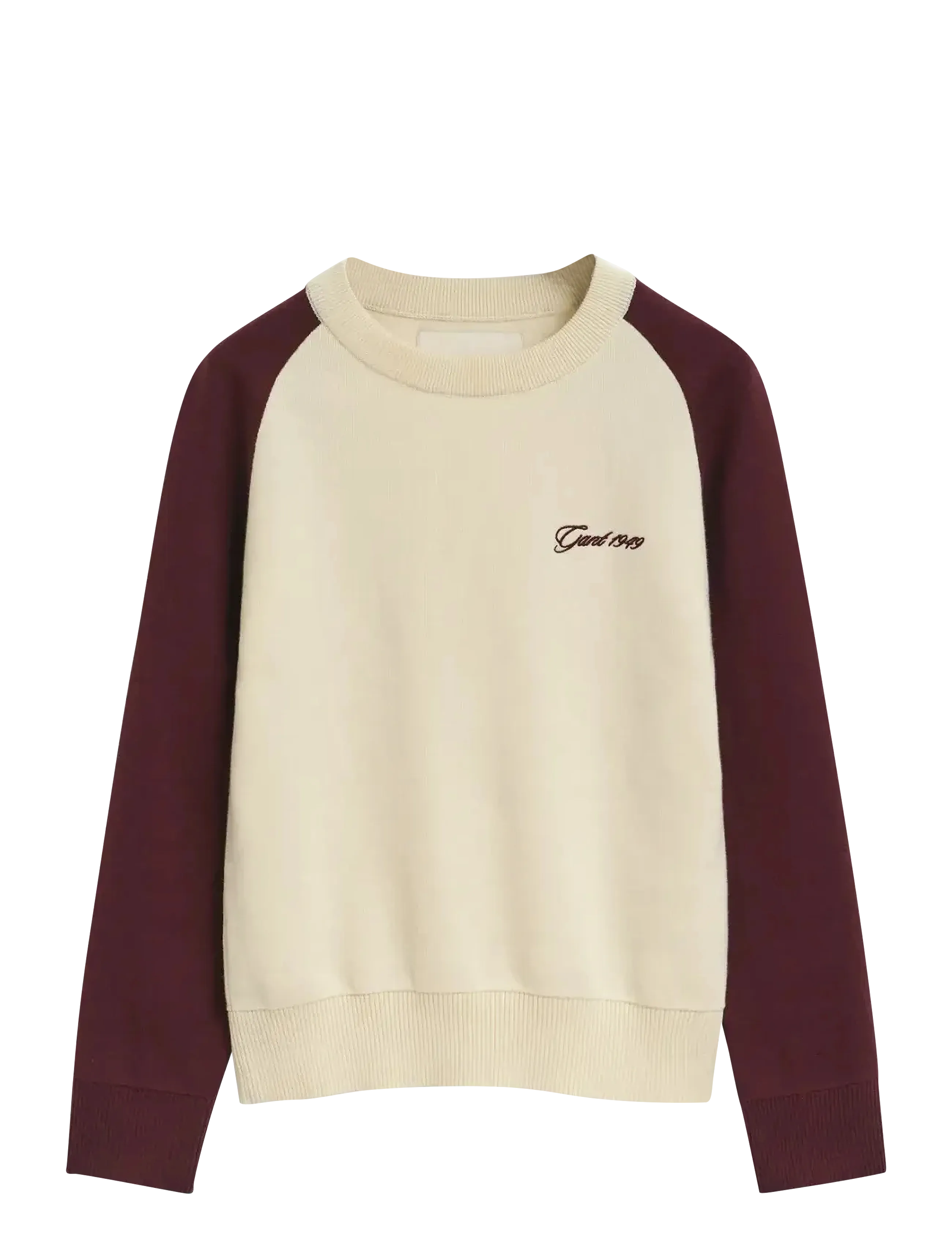 Gant COLOR BLOCKED COTTON C-NECK - Tøj - PLUM WINE / multi