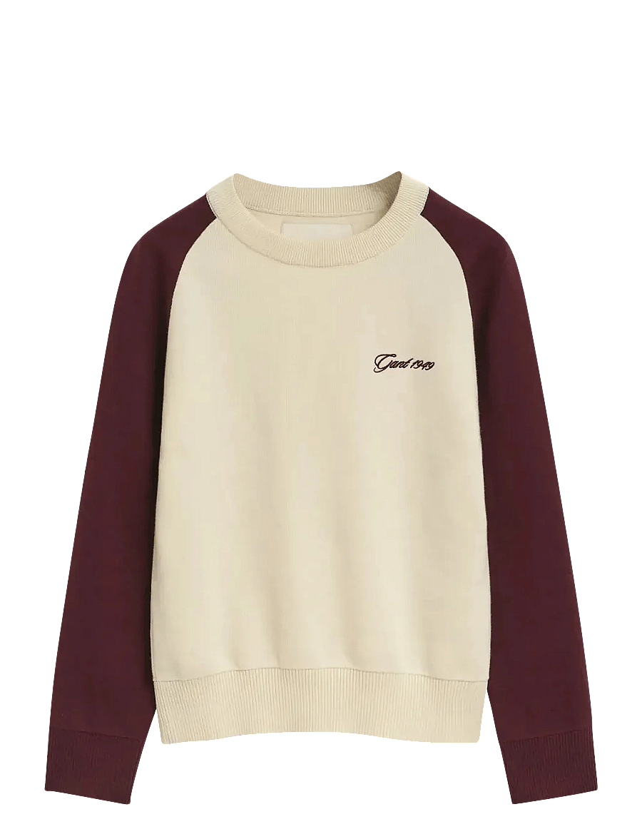 Gant - COLOR BLOCKED COTTON C-NECK - modetrends - plum wine - 1