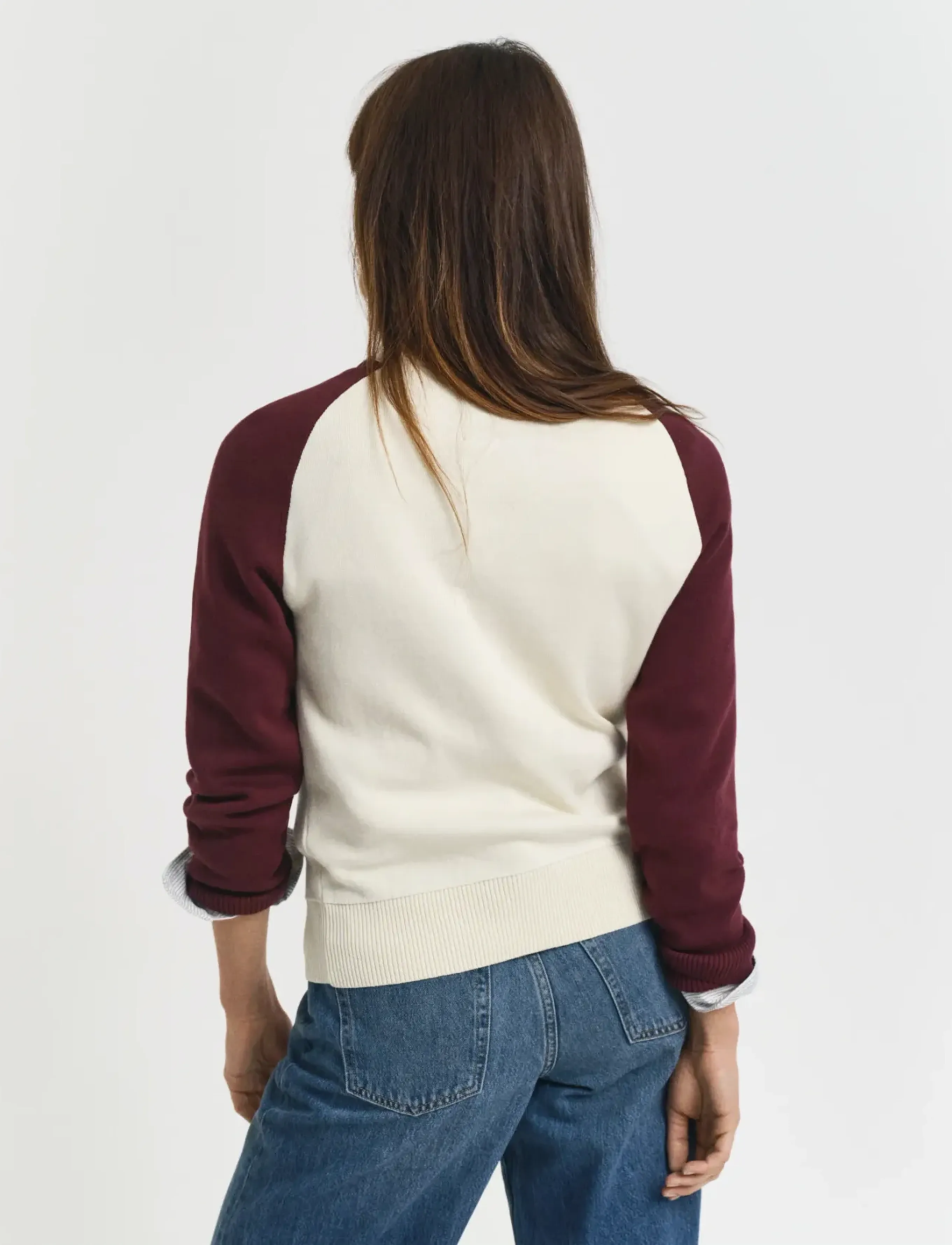 Gant - COLOR BLOCKED COTTON C-NECK - modetrends - plum wine - 2