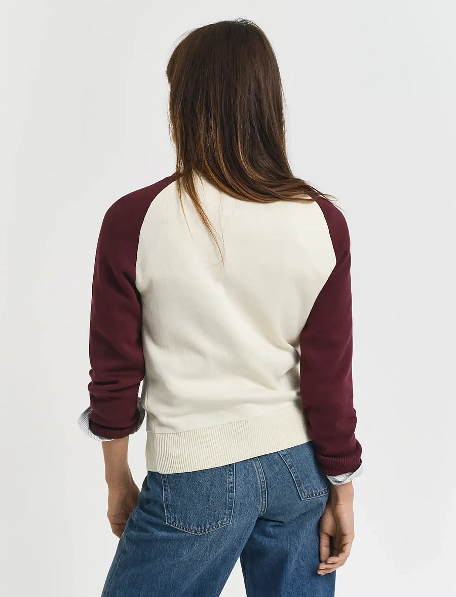 Gant - COLOR BLOCKED COTTON C-NECK - modetrends - plum wine - 2