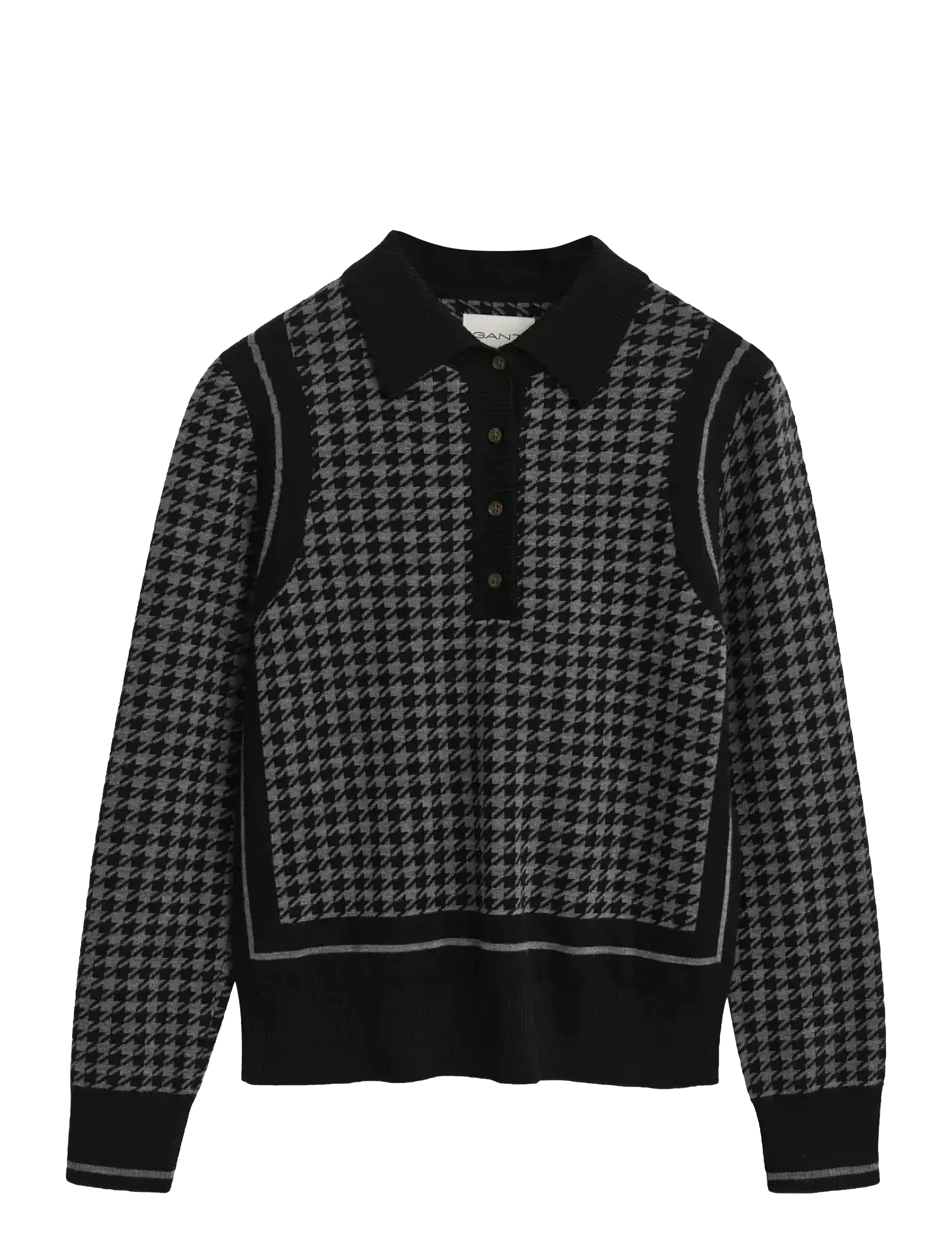 GANT Houndstooth Jacquard Polo Patterned - L - Damen