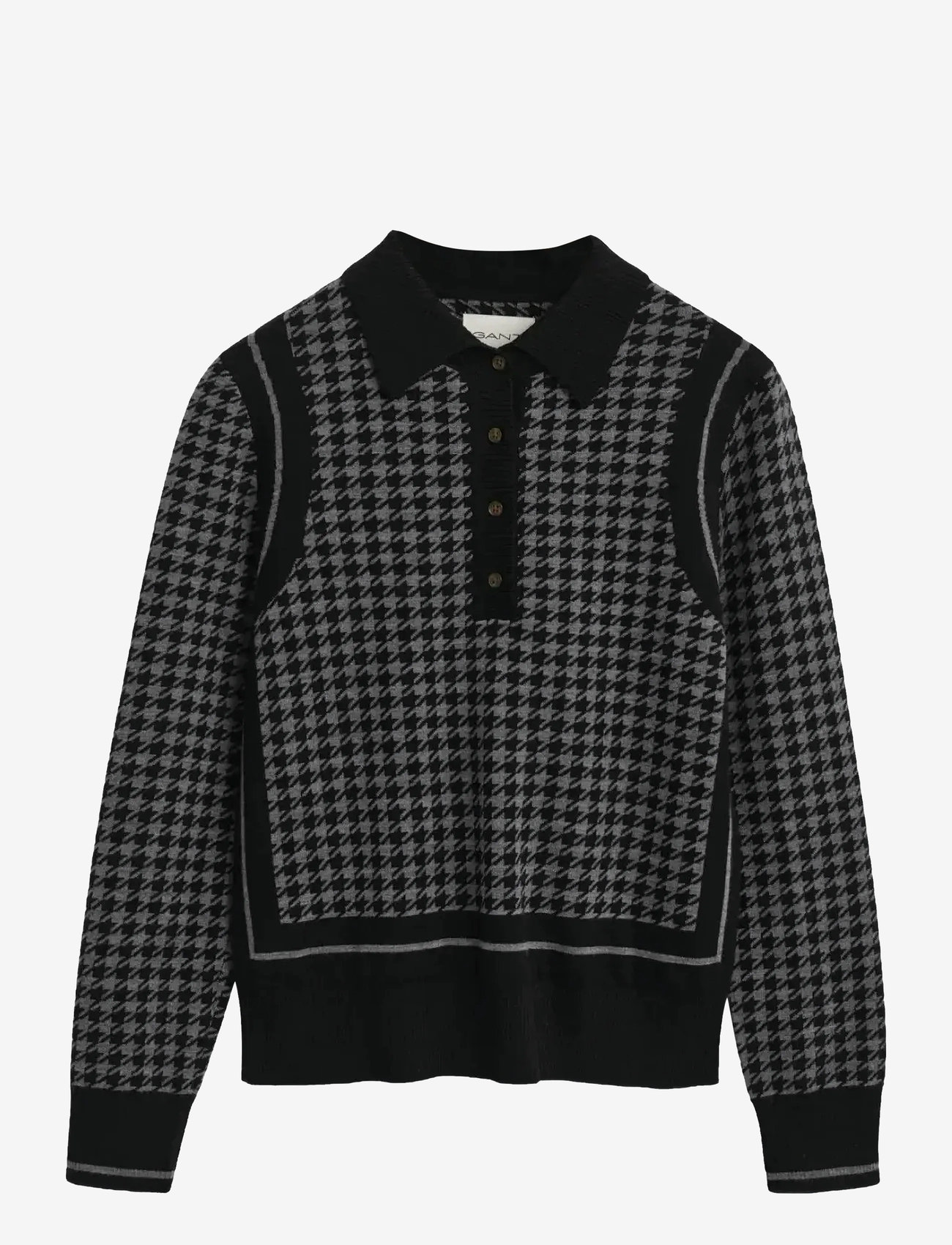 GANT - HOUNDSTOOTH JACQUARD POLO - pullover - black - 1