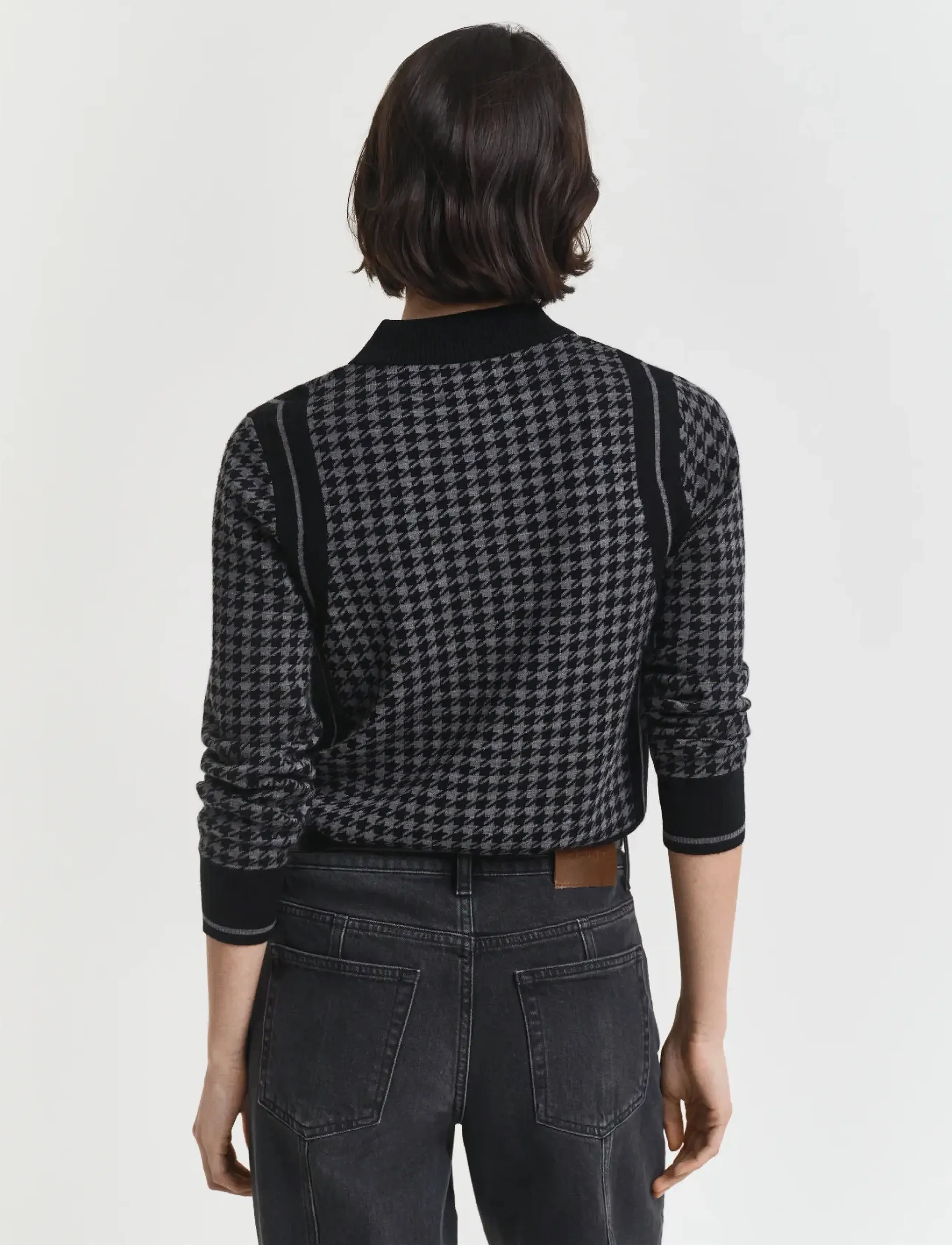 Gant Houndstooth Jacquard Polo, Kvinder, Houndstooth Strikpolo, Multi/mønstret, Str: XL
