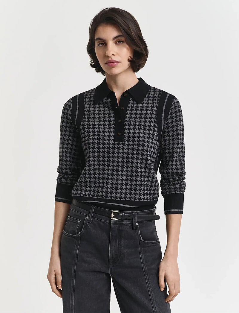 GANT - HOUNDSTOOTH JACQUARD POLO - pullover - black - 2