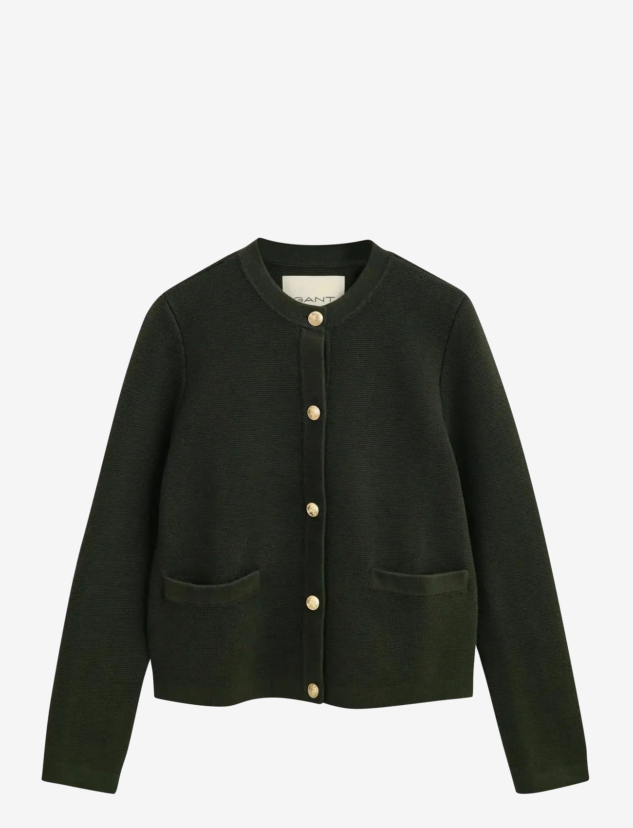 GANT - CONTRAST KNIT CARDIGAN - dark moss green - 1
