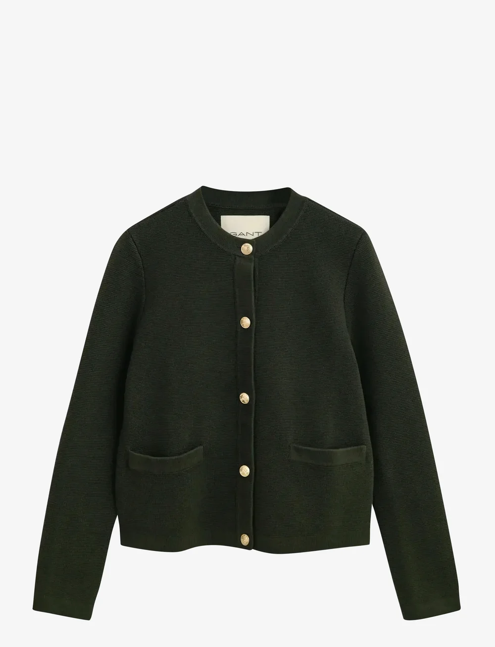 GANT - CONTRAST KNIT CARDIGAN - koftor - dark moss green - 1