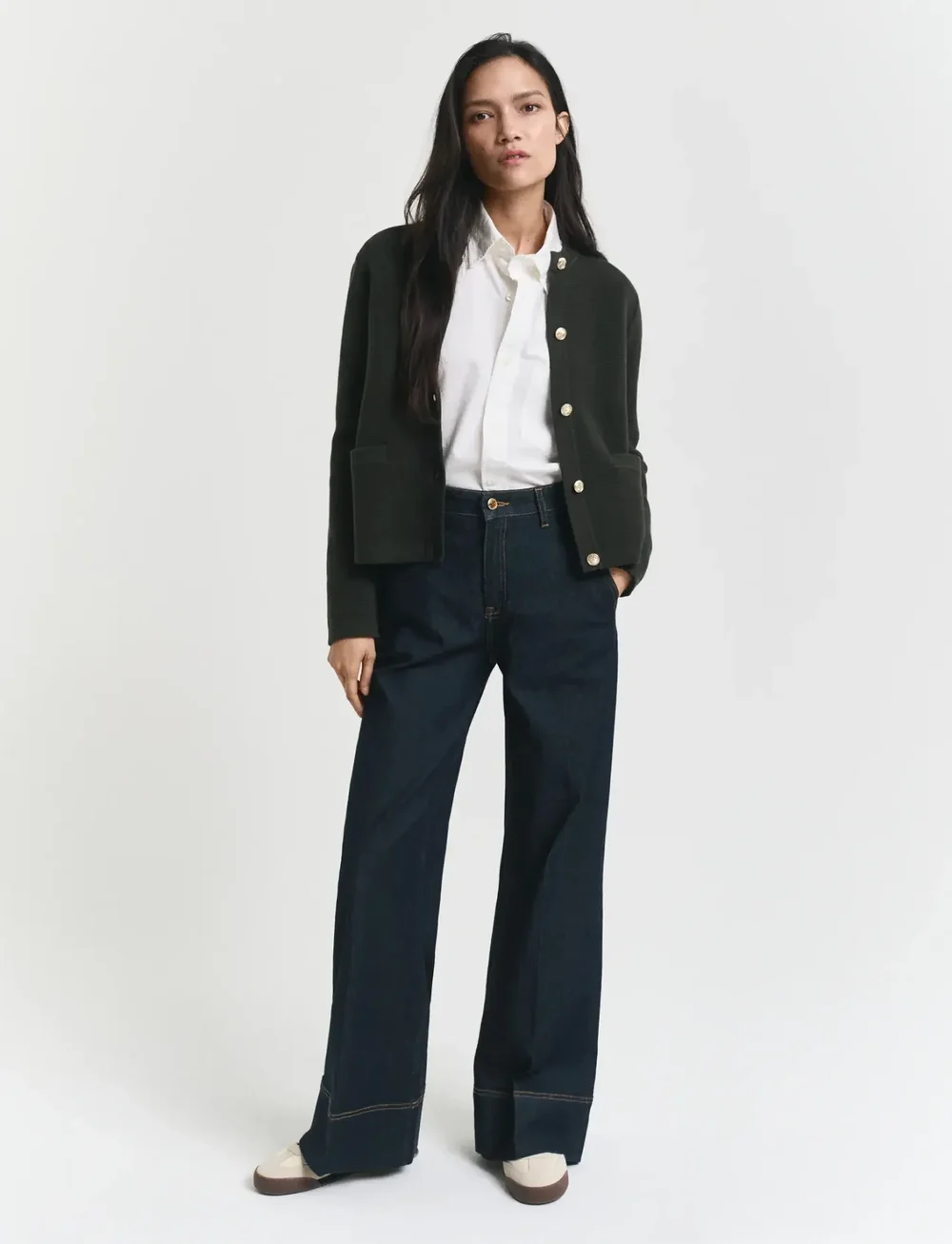 GANT - CONTRAST KNIT CARDIGAN - koftor - dark moss green - 3