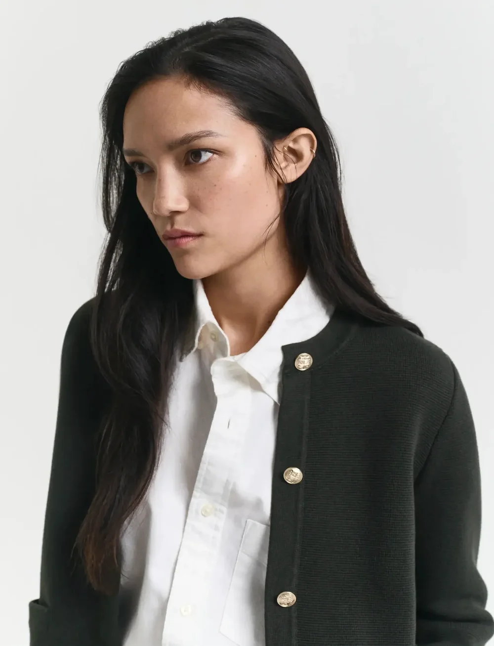 GANT - CONTRAST KNIT CARDIGAN - koftor - dark moss green - 4