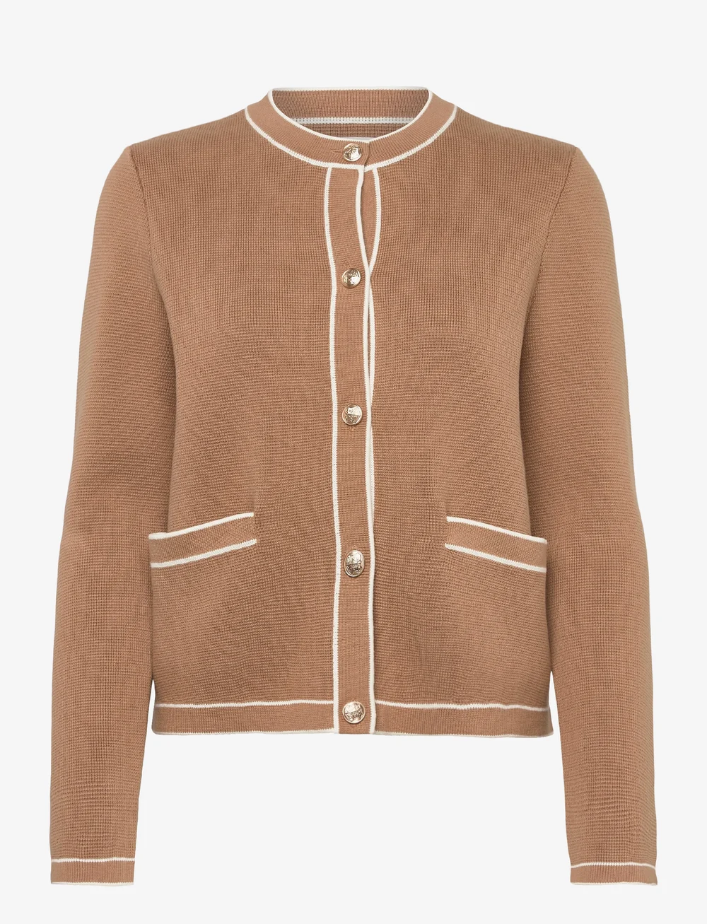 GANT - CONTRAST KNIT CARDIGAN - cardigans - warm khaki - 0