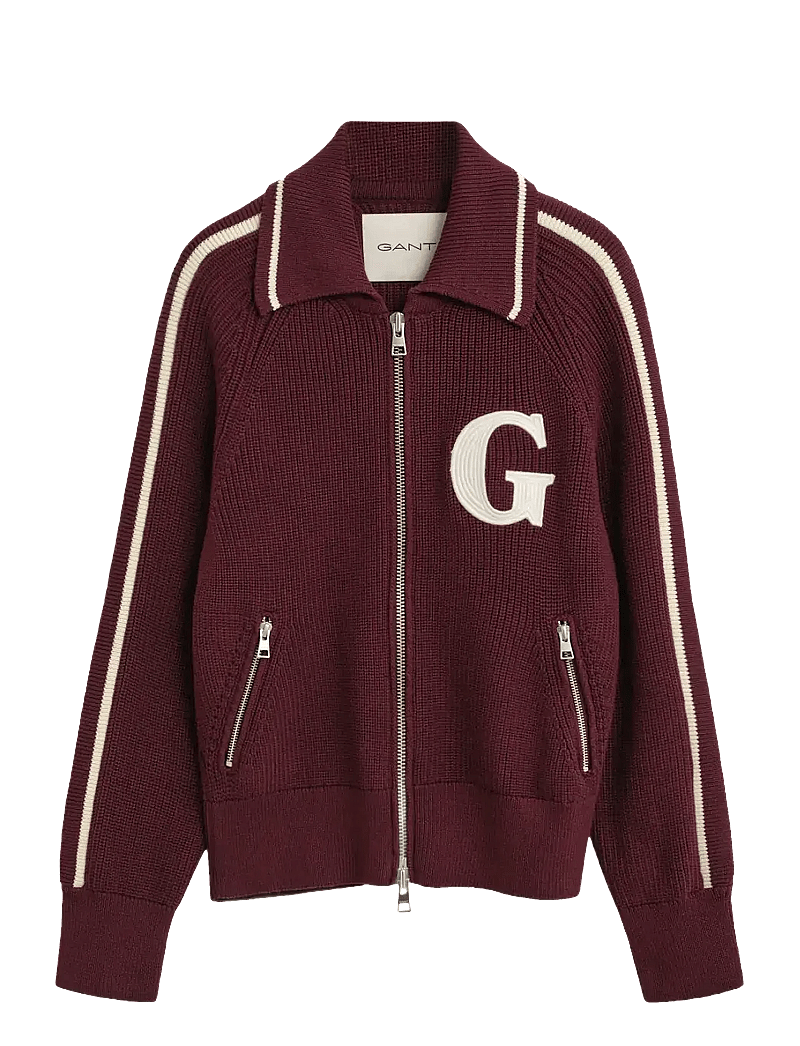 GANT - GANT VARSITY ZIP CARDIGAN - koftor - plum wine - 1
