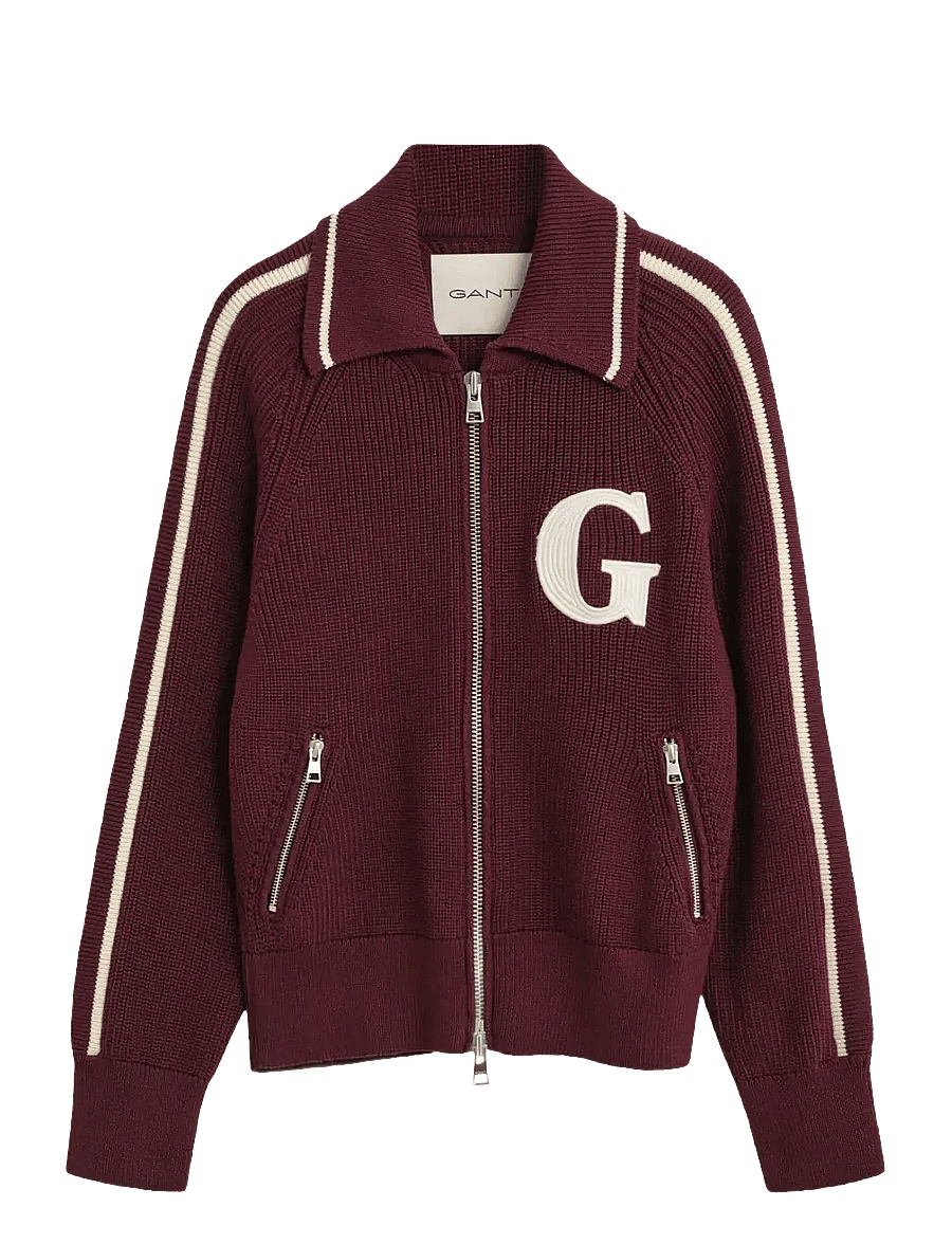 Gant - GANT VARSITY ZIP CARDIGAN - strickjacken - plum wine - 1