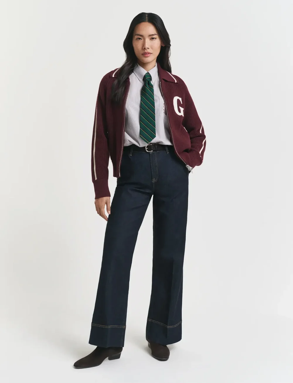 GANT - GANT VARSITY ZIP CARDIGAN - koftor - plum wine - 0