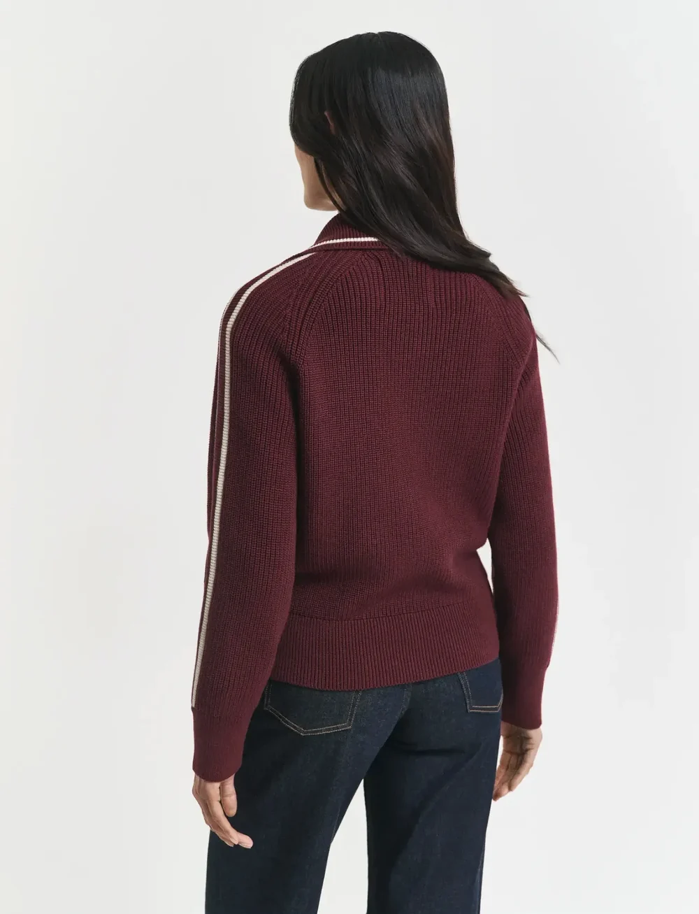 GANT - GANT VARSITY ZIP CARDIGAN - koftor - plum wine - 2