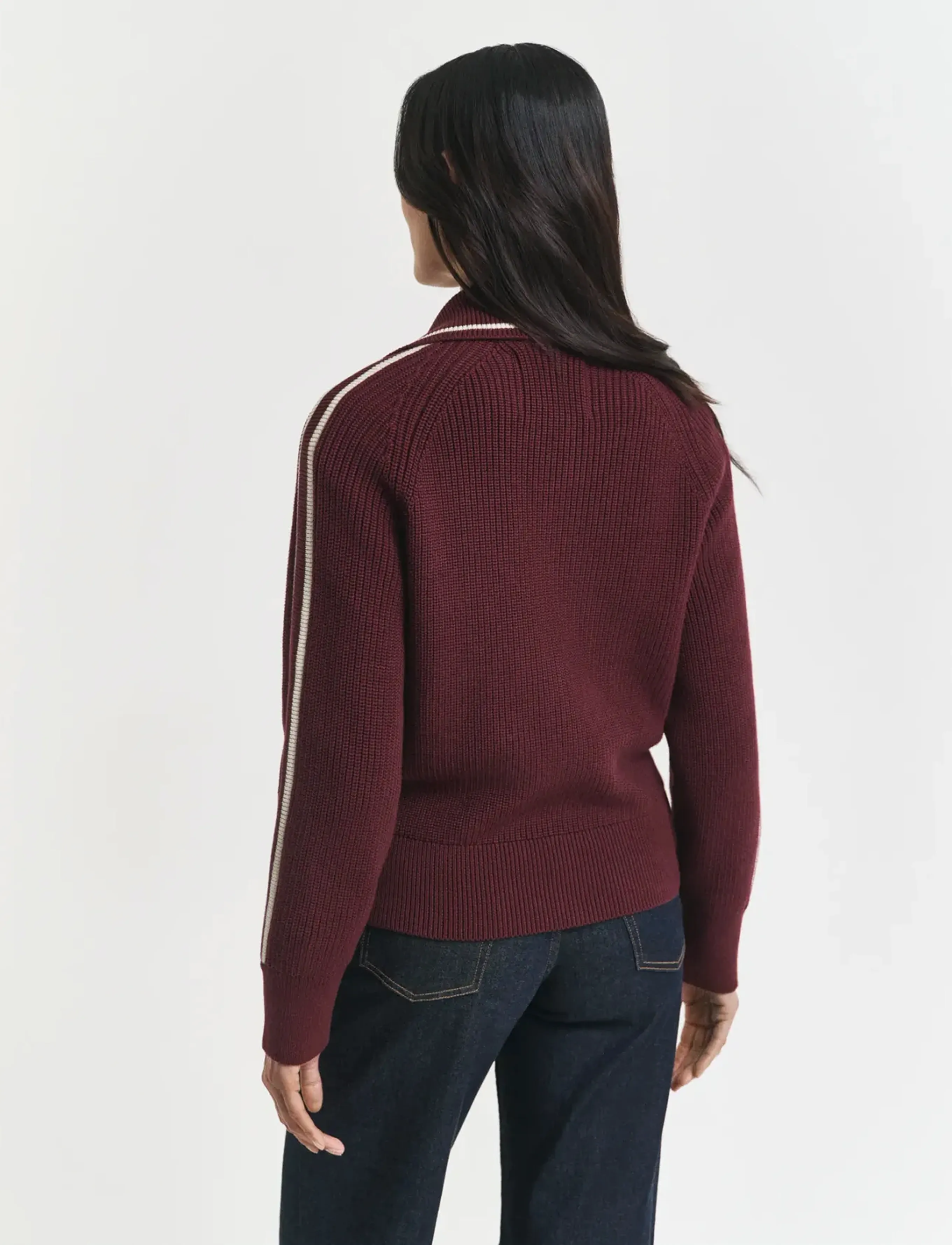 Gant - GANT VARSITY ZIP CARDIGAN - cardigans - plum wine - 2
